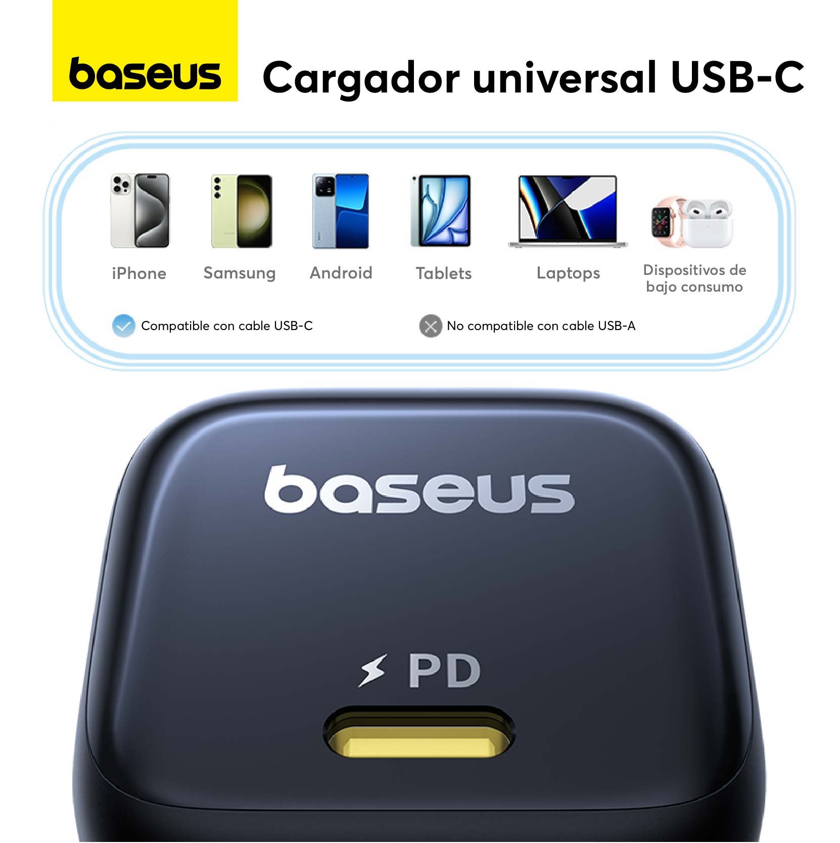Baseus PicoGo GaN6 45W Fast USB-C Charger - Compact & Powerful for iPhone 15/14/13, MacBook, iPad, Samsung Galaxy - Perfect for Travel, Office & Home Use