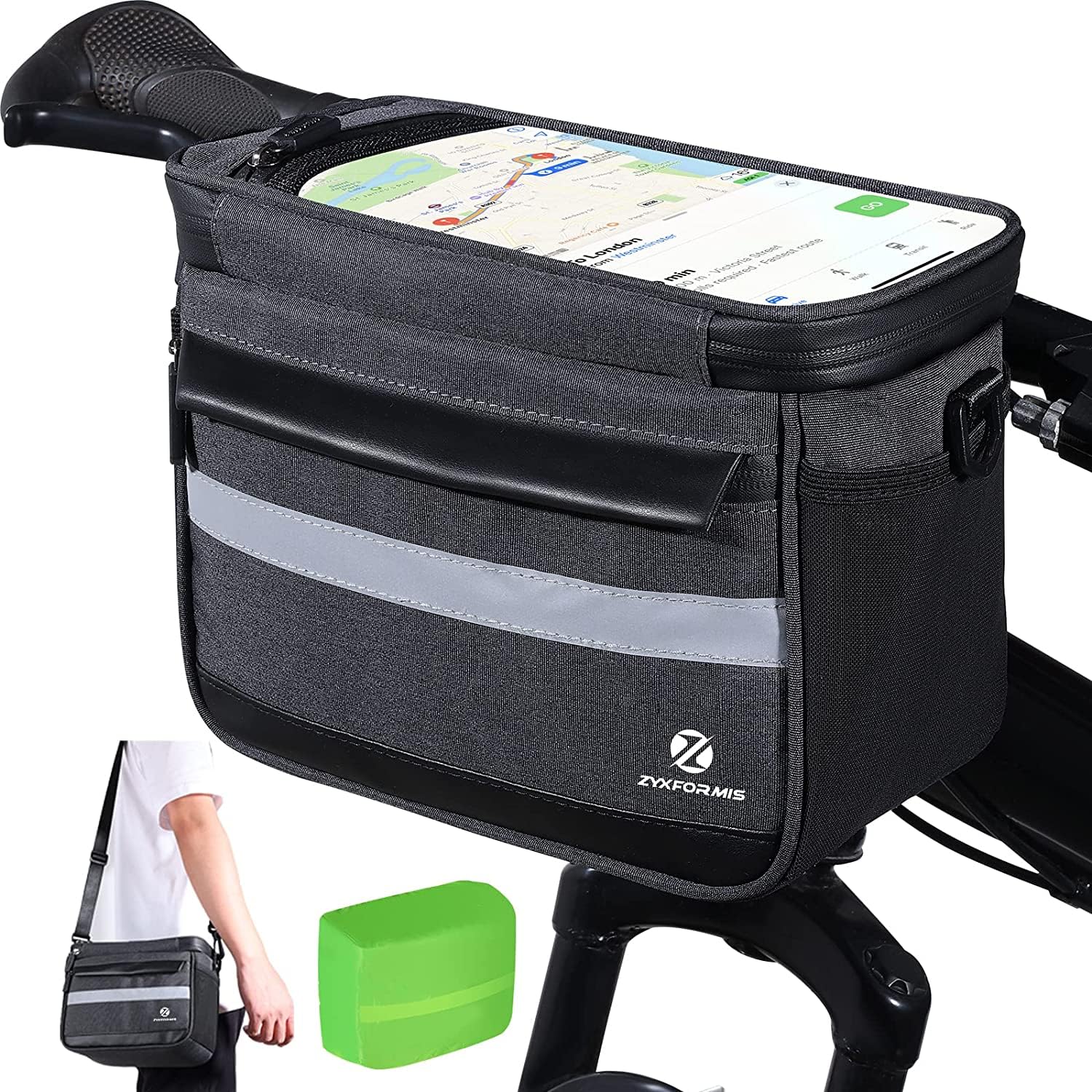6L Waterproof Bike Handlebar Bag with TPU Touchscreen Phone Holder - Reflective Cycling Storage Bag for Bicycle, Scooter & E-Bike - Perfect for Commuting, Mountain Biking & Outdoor Adventures