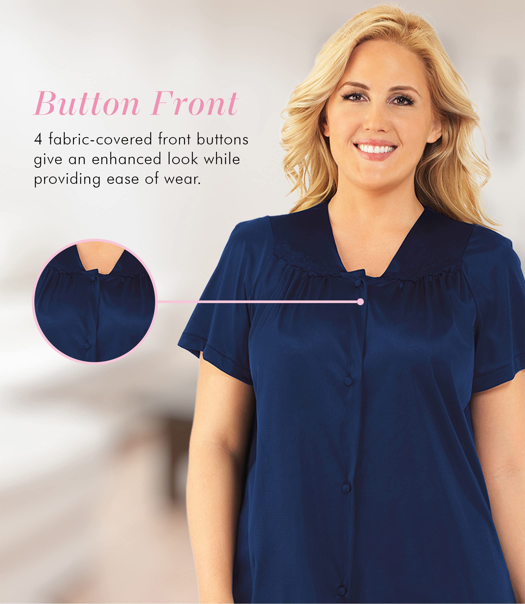Exquisite Form 90107 Women's Nylon Tricot Short Sleeve Pajama Set - Soft & Comfortable Sleepwear for Lounge & Bedtime - Perfect for Relaxing at Home or Gift Giving
