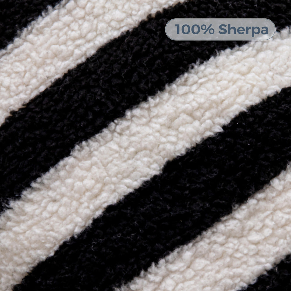 MAXYOYO Kids Bean Bag Chair - Soft Sherpa Bean Bag Couch with Decorative Edges for Boys & Girls | Comfortable Seating for Bedroom, Playroom & Reading Nook (Stripe Black)