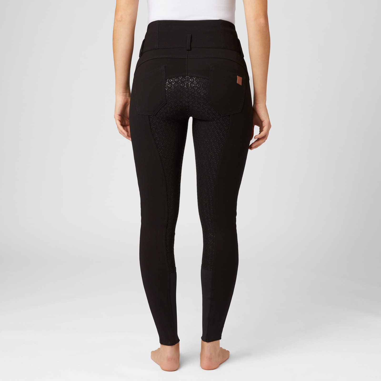 HORZE Women's Tara Full Seat Silicone Grip Breeches - Stretchable High Waist Riding Pants with 4 Pockets for Equestrian & Horseback Riding