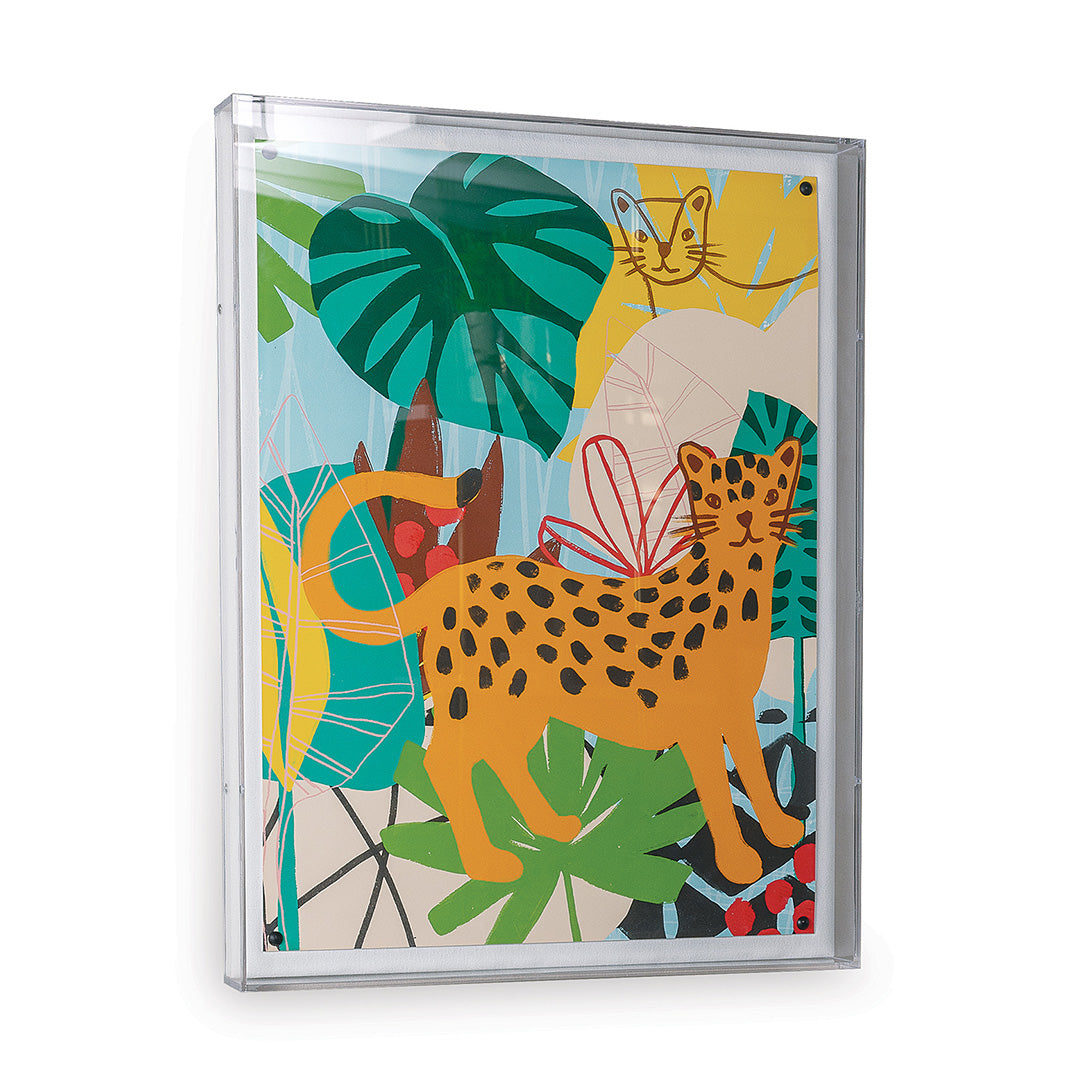 Playful Leopard Framed Wall Art - Modern Animal Print Decor for Living Room, Bedroom & Office - Perfect Home Decoration Gift