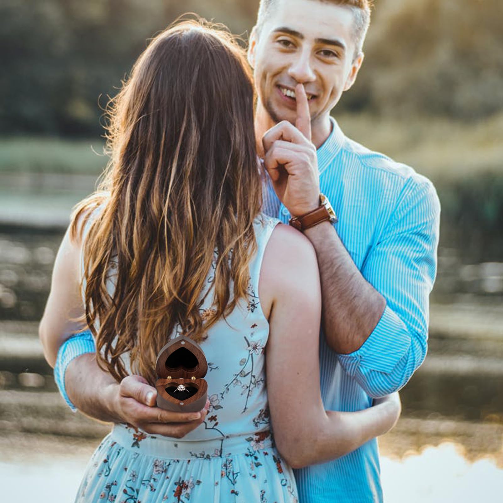 Heart-Shaped Wooden Ring Box with Velvet Interior - Handmade Jewelry Presentation Box for Engagement, Wedding, Proposal - Perfect Jewelry Organizer for Rings, Earrings & Coins - Ideal Gift for Birthday, Anniversary & Special Occasions