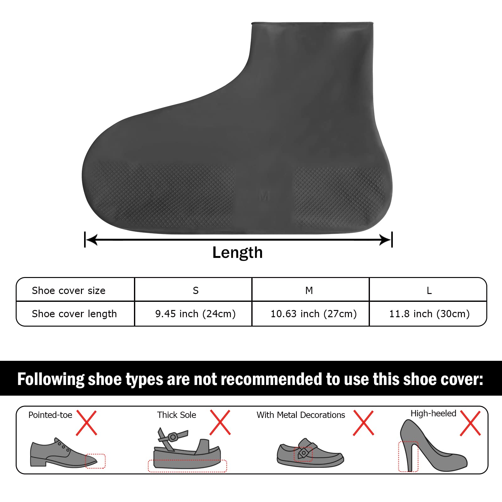 Waterproof Shoe Covers for Men & Women - Reusable Silicone Shoe Protectors, Durable & Non-Slip Rain Boot Covers for Walking in Rain, Snow, Car Washing, Camping & Outdoor Activities