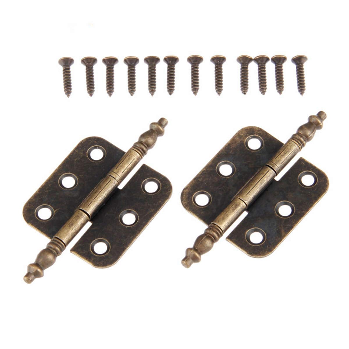 Antique Bronze Cabinet Hinges 2Pcs - 70x35mm Decorative Crown Hinge with 6 Holes for Jewelry Box, Gift Box & Furniture - Perfect for DIY Projects, Home Decor & Cabinet Accessories
