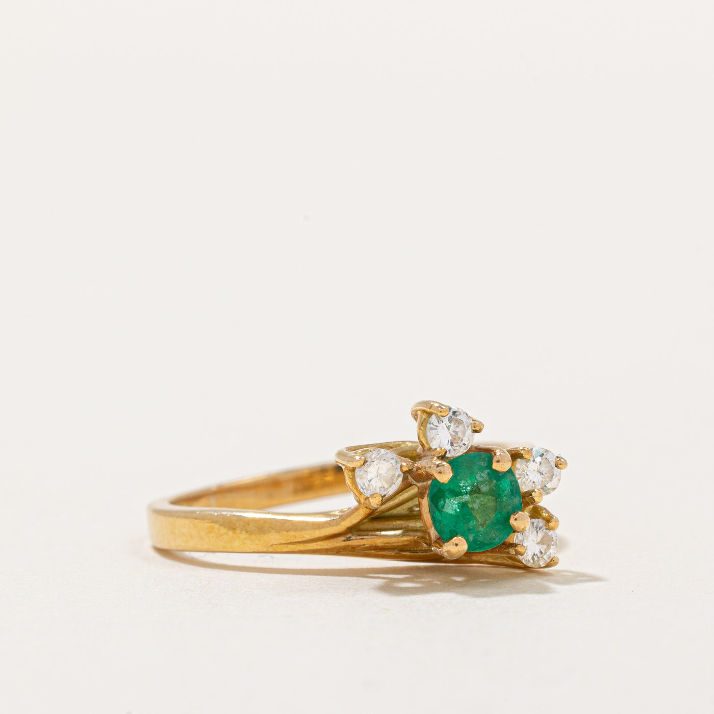 Exquisite 0.22ct Emerald & 0.14ctw Diamond Cocktail Ring - Size 5 | Vintage Inspired Jewelry for Women | Perfect for Evening Parties, Weddings & Special Occasions