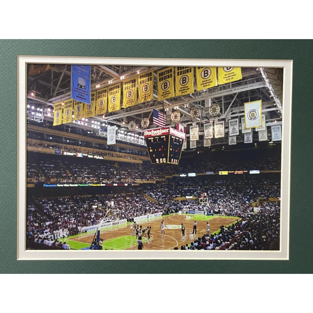 Boston Celtics Fan License Plate Framed Collage - Vintage NBA Memorabilia Featuring Russell, Bird & Auerbach - Perfect for Man Cave, Sports Bar or Celtics Fan Gift
