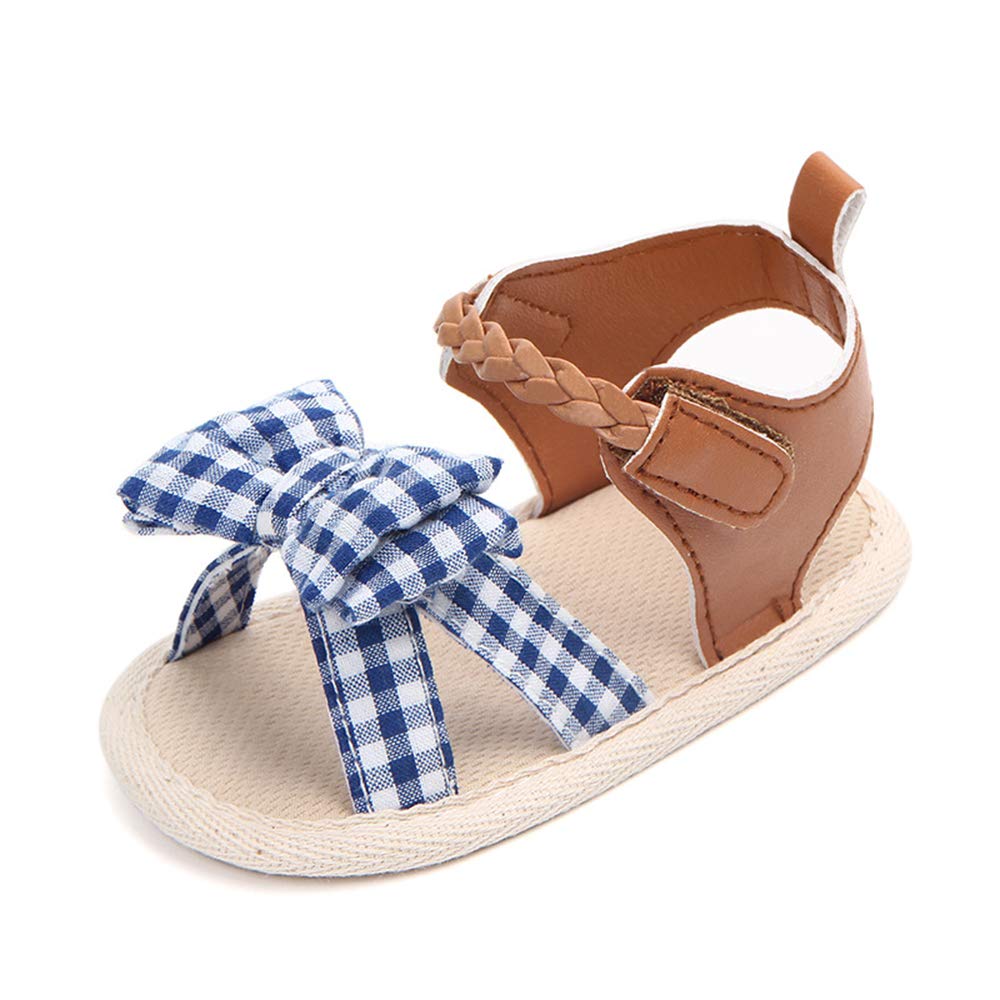 Infant Baby Girls Plaid Bowknot Sandals - Soft Sole Summer First Walker Shoes for Toddlers | Perfect for Beach, Park & Outdoor Play