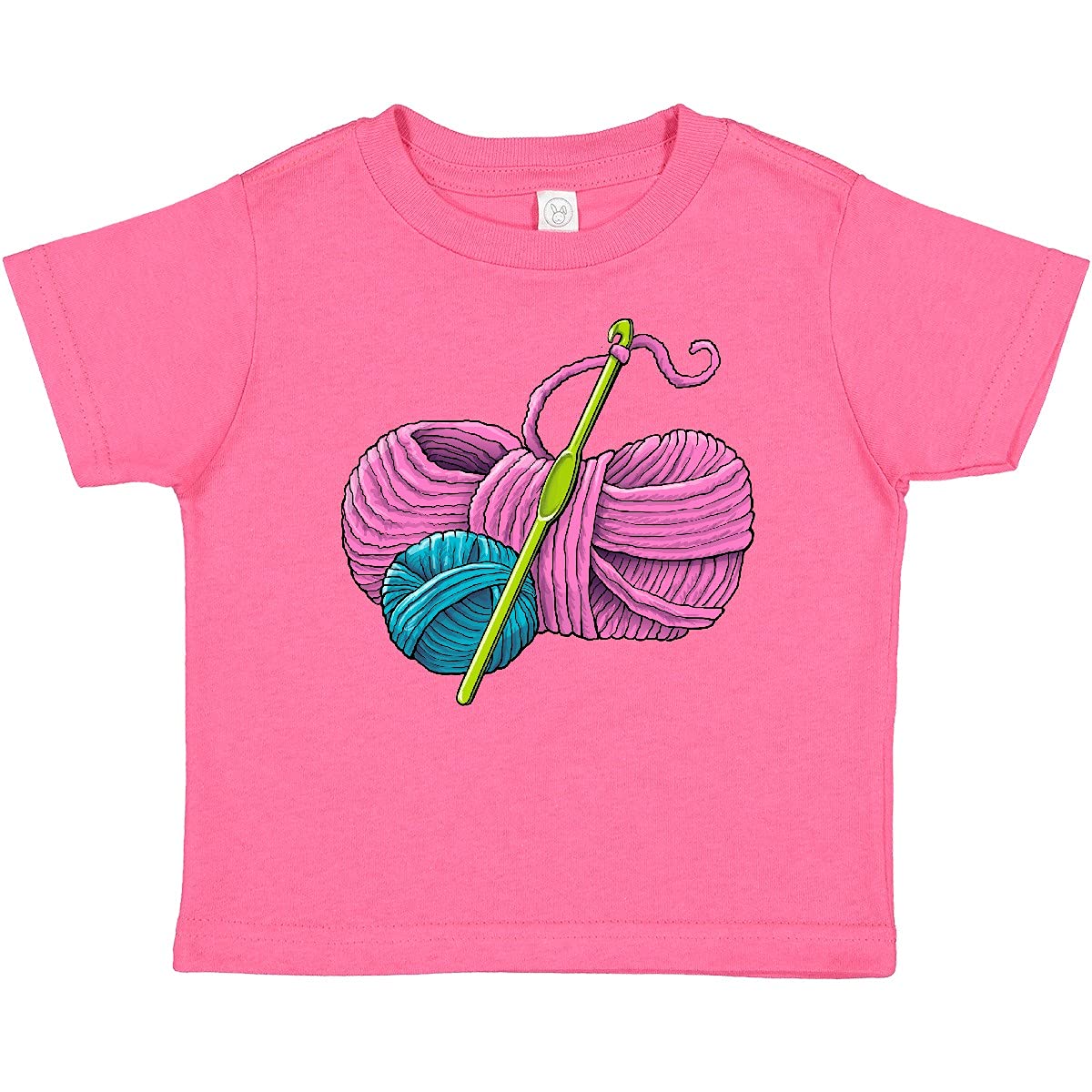 Inktastic Blue and Pink Yarn Crochet Hook Baby T-Shirt - Soft Cotton Cute Infant Onesie for Newborns & Toddlers - Perfect for Playdates, Photo Shoots & Everyday Wear
