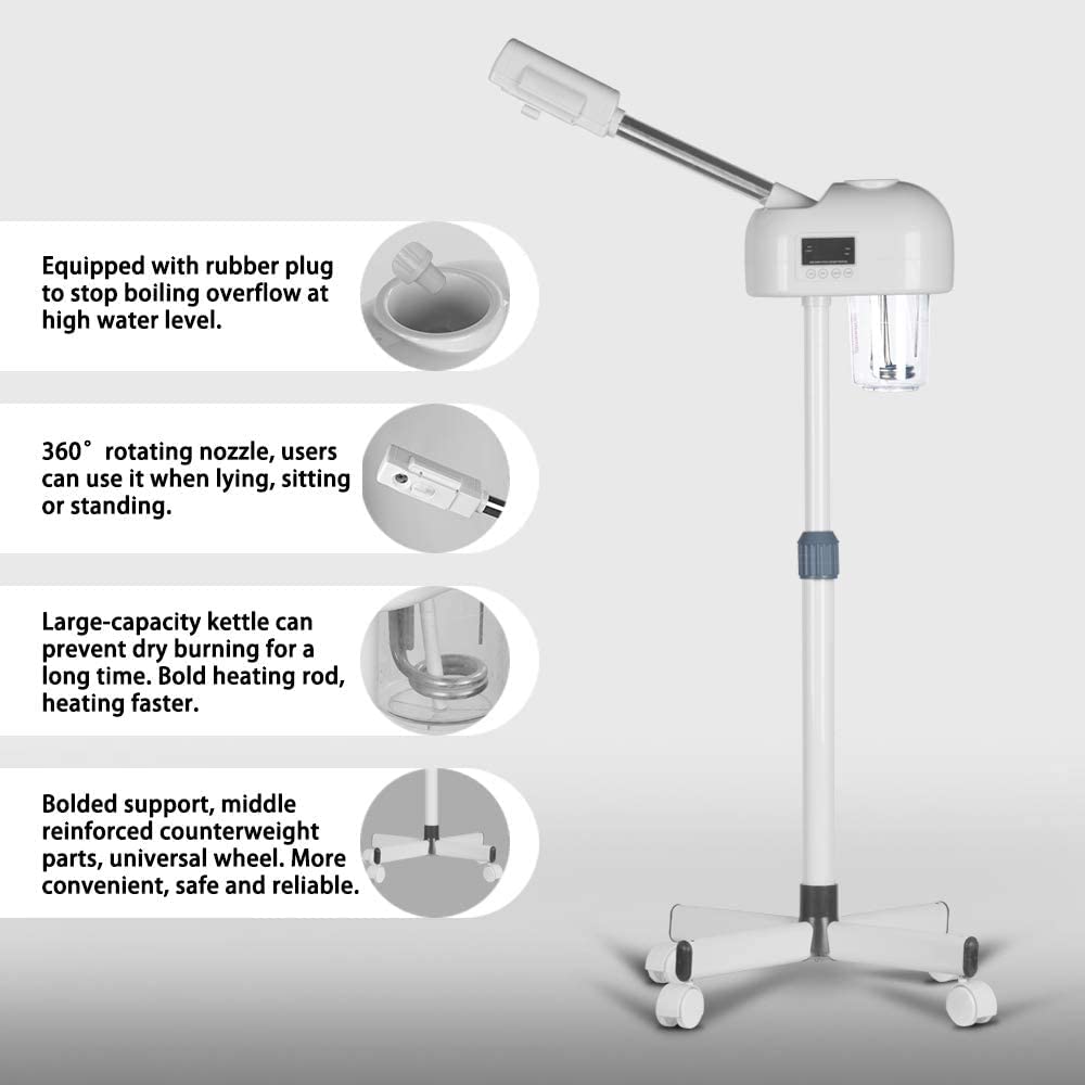 Professional Facial Steamer with Hot Mist - Portable Wheeled Ozone Nano Steamer for Estheticians, Salon & Home Spa | Deep Cleansing & Hydration for Glowing Skin