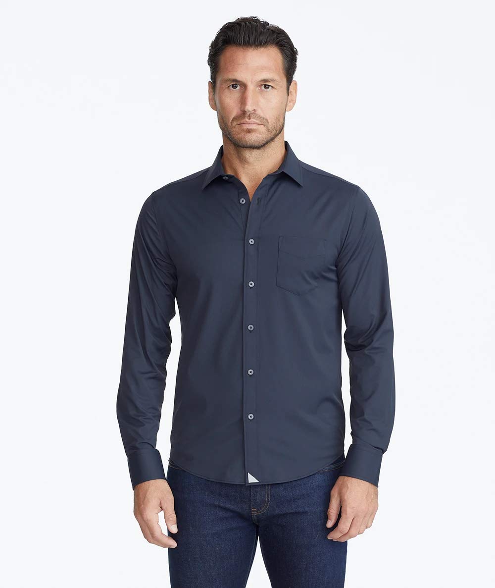 UNTUCKit Gironde Men's Short Sleeve Wrinkle-Free Casual Shirt | Comfortable Untucked Fit for Work, Travel & Everyday Wear