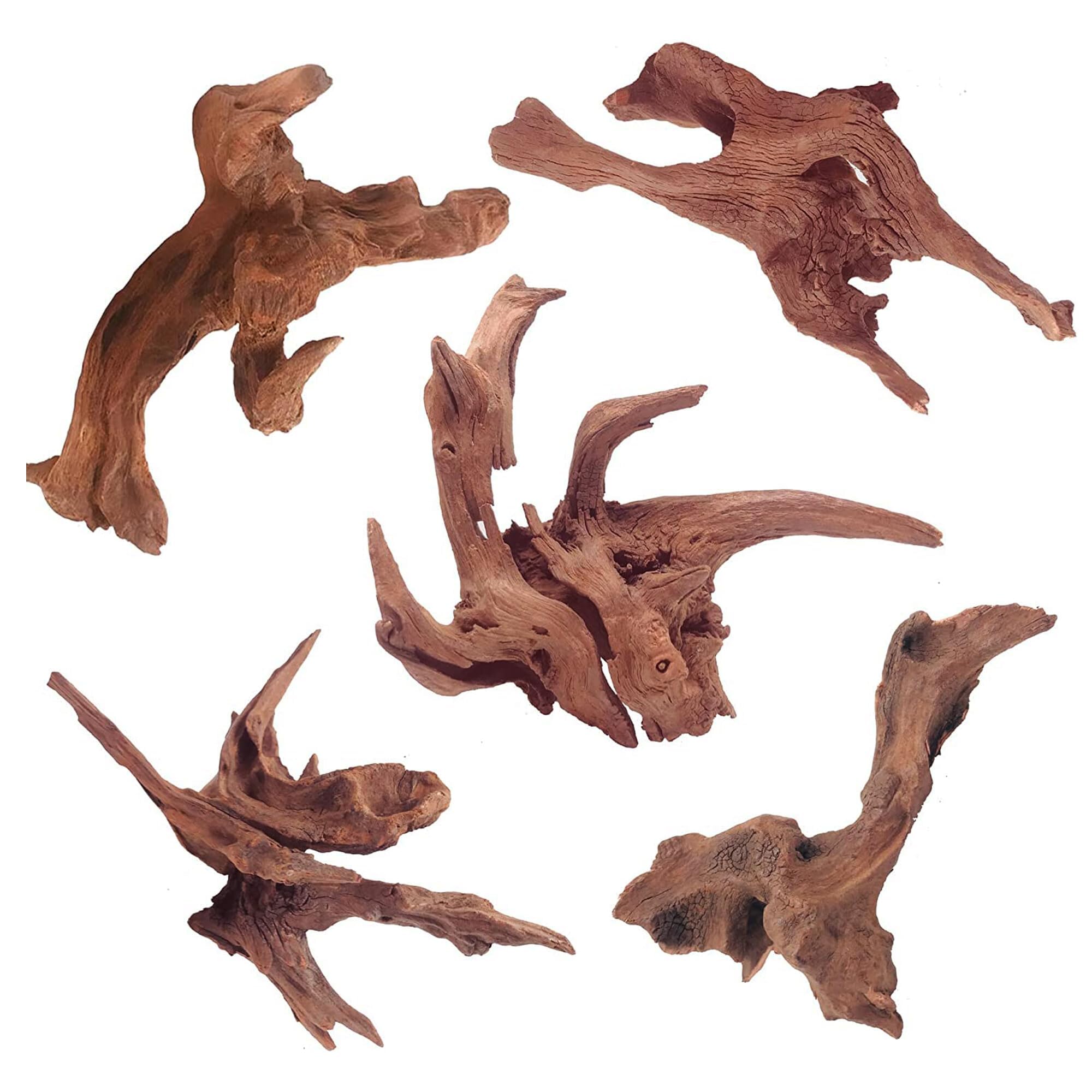 WDEFUN Natural Driftwood for Aquarium Decor - 5-Piece 5''-8'' Large Driftwood for Fish Tank, Reptile Terrarium & Air Plants | Perfect for Bearded Dragon Habitats, Aquascaping & Home Décor