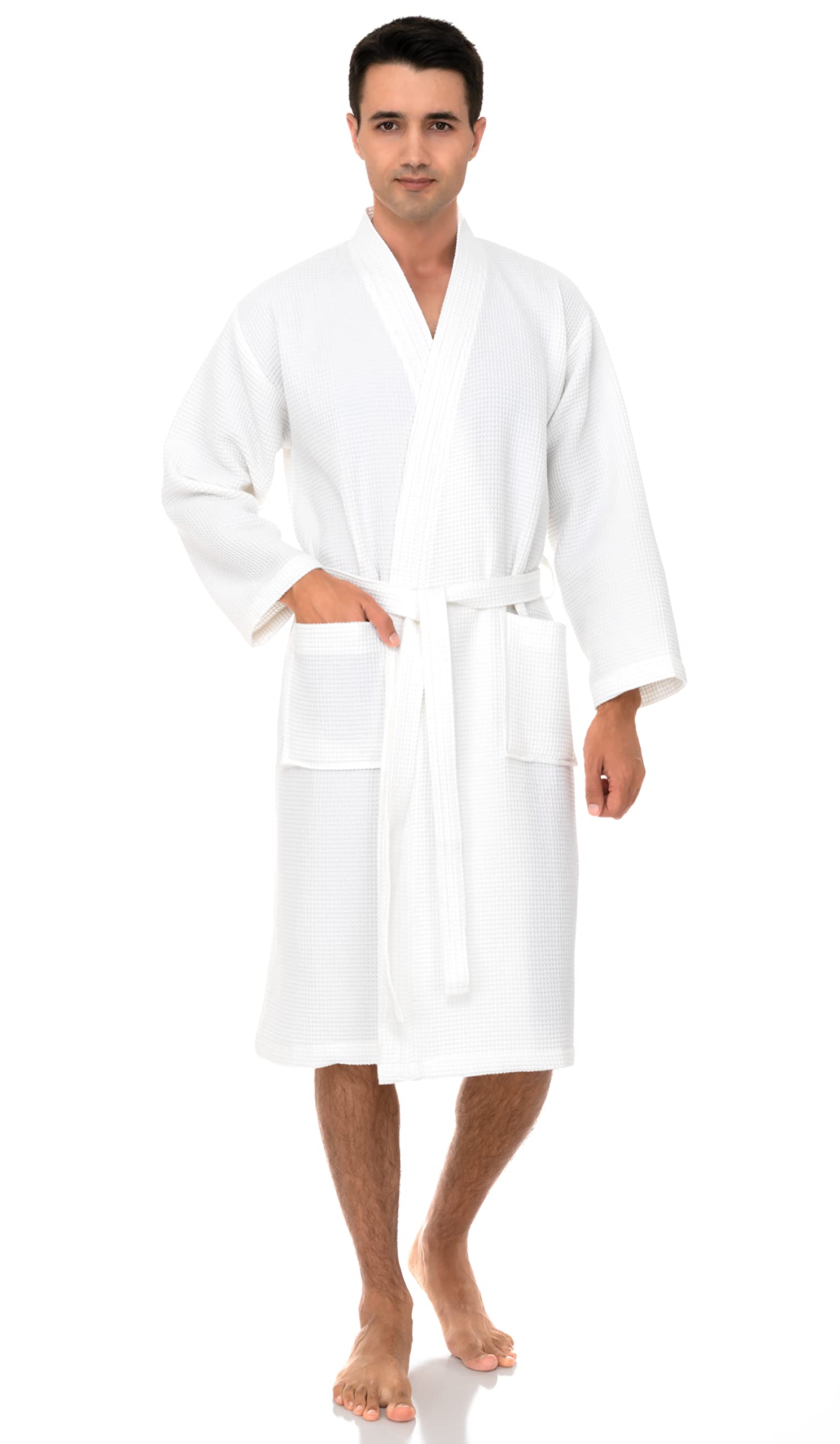 Premium Men's Waffle Weave Bathrobe - Soft Cotton Spa Robe for Relaxation - Perfect for Home, Hotel & After Shower Comfort