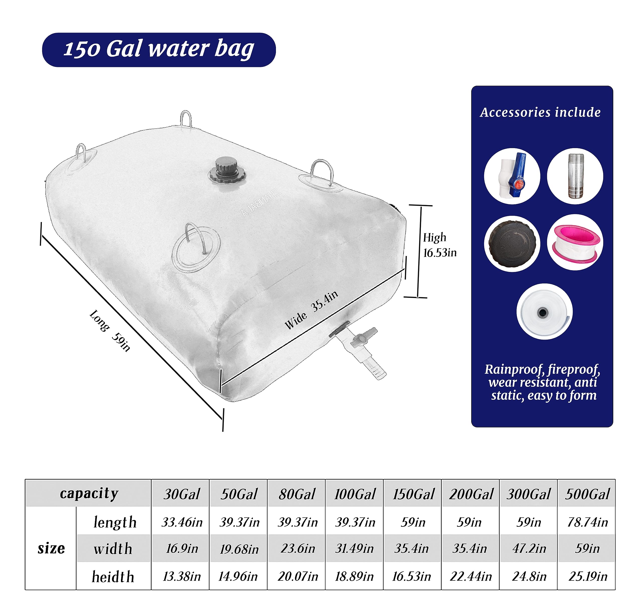 150 Gallon Portable Water Storage Bladder - Foldable Large Capacity Water Tank for Agricultural Irrigation, Camping, Firefighting & Outdoor Use | Emergency Water Supply, RV Trips, Disaster Preparedness & Household Water Storage