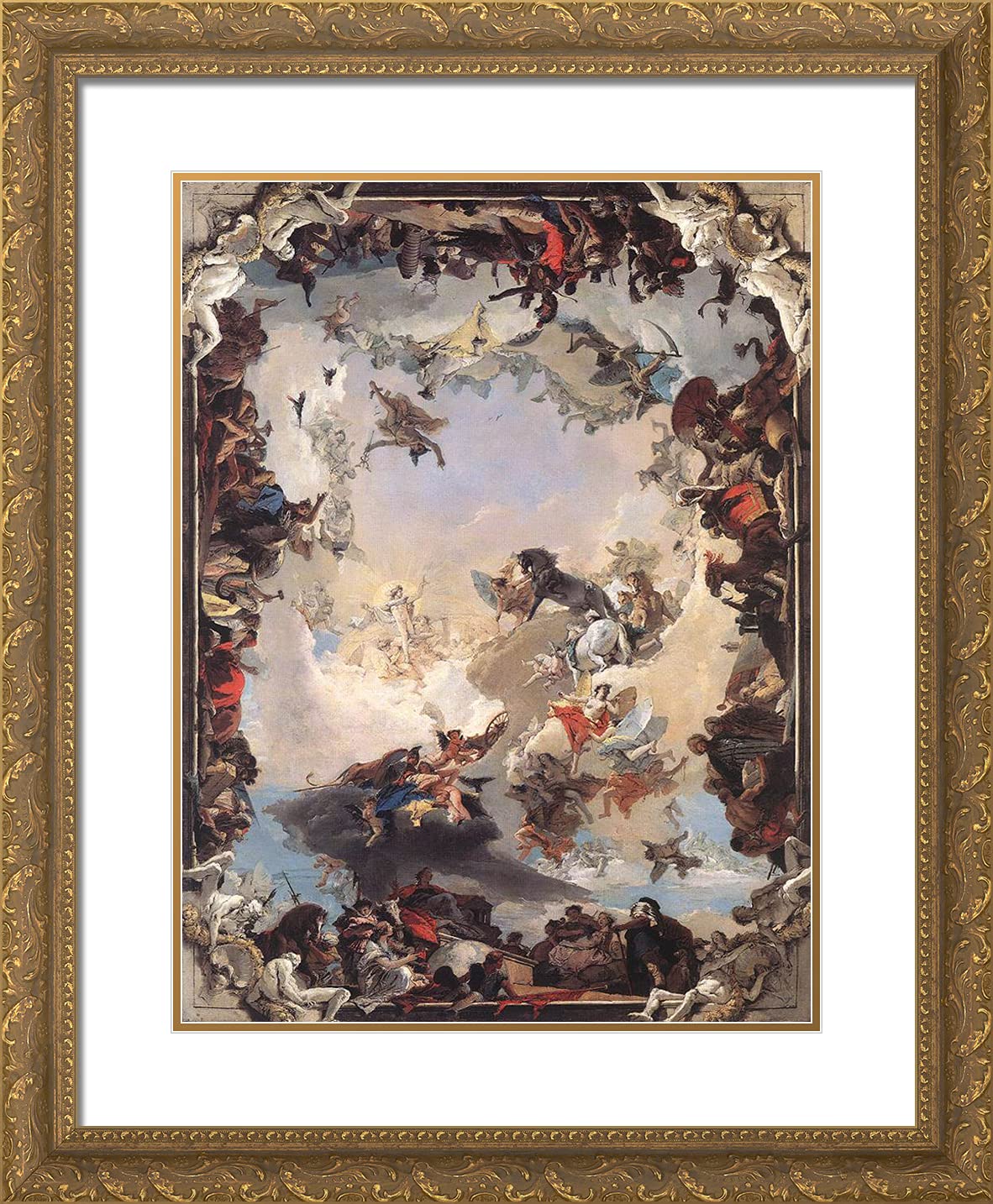 Giovanni Battista Tiepolo Allegory of the Planets and Continents Framed Art Print - 20x24 Inch Gold Ornate Frame with Double Matting - Perfect for Living Room, Office & Gallery Wall Decor