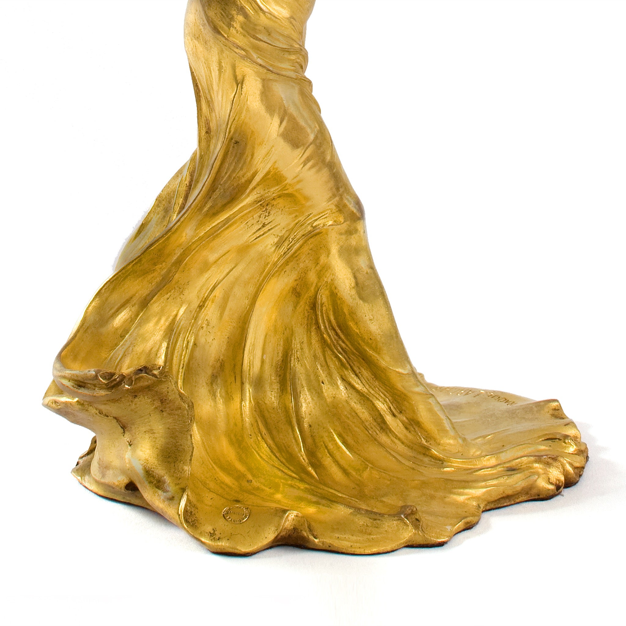 François Raoul Larche Loïe Fuller Gilt Bronze Sculpture with Light - Art Nouveau Figurine for Home Decor, Office Display & Collectible Gift