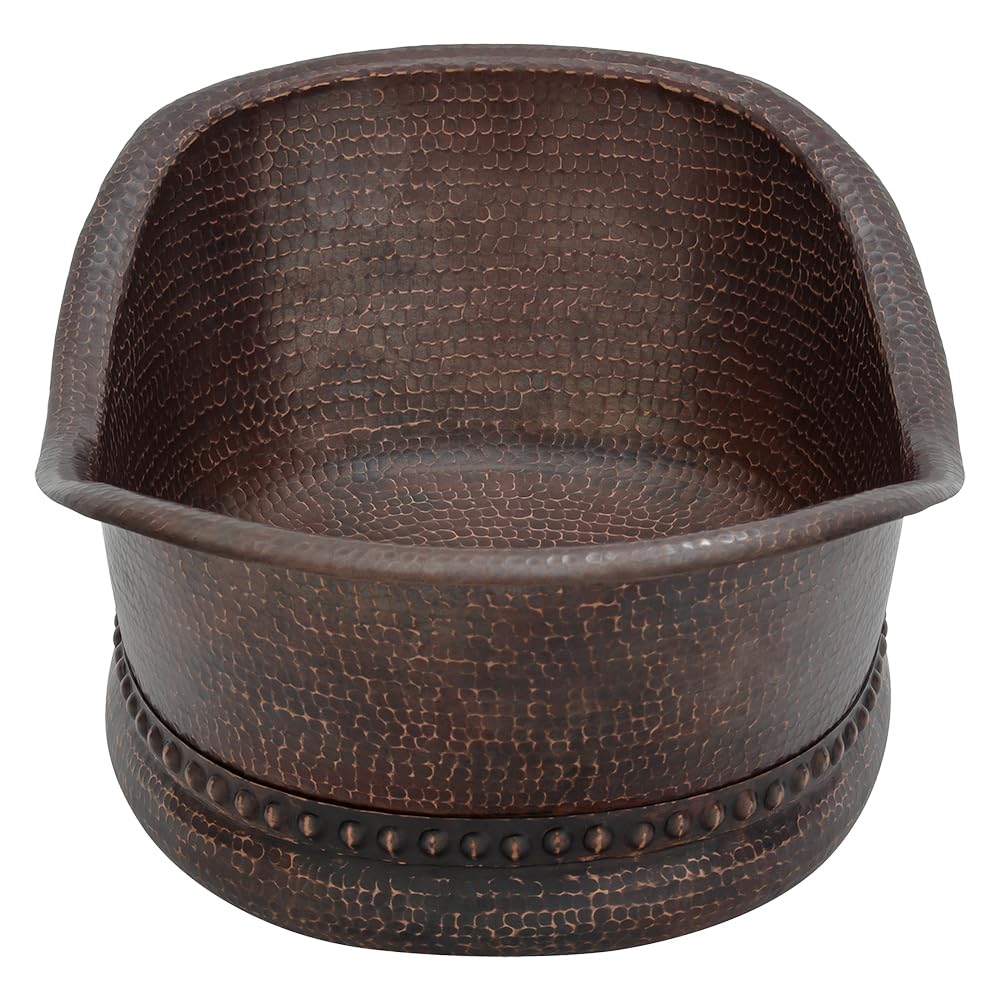 Premier Copper Products VBT20DB 20-Inch Hammered Copper Bathtub Vessel Sink in Oil Rubbed Bronze - Perfect for Luxury Bathrooms, Spa Retreats & Modern Farmhouse Decor