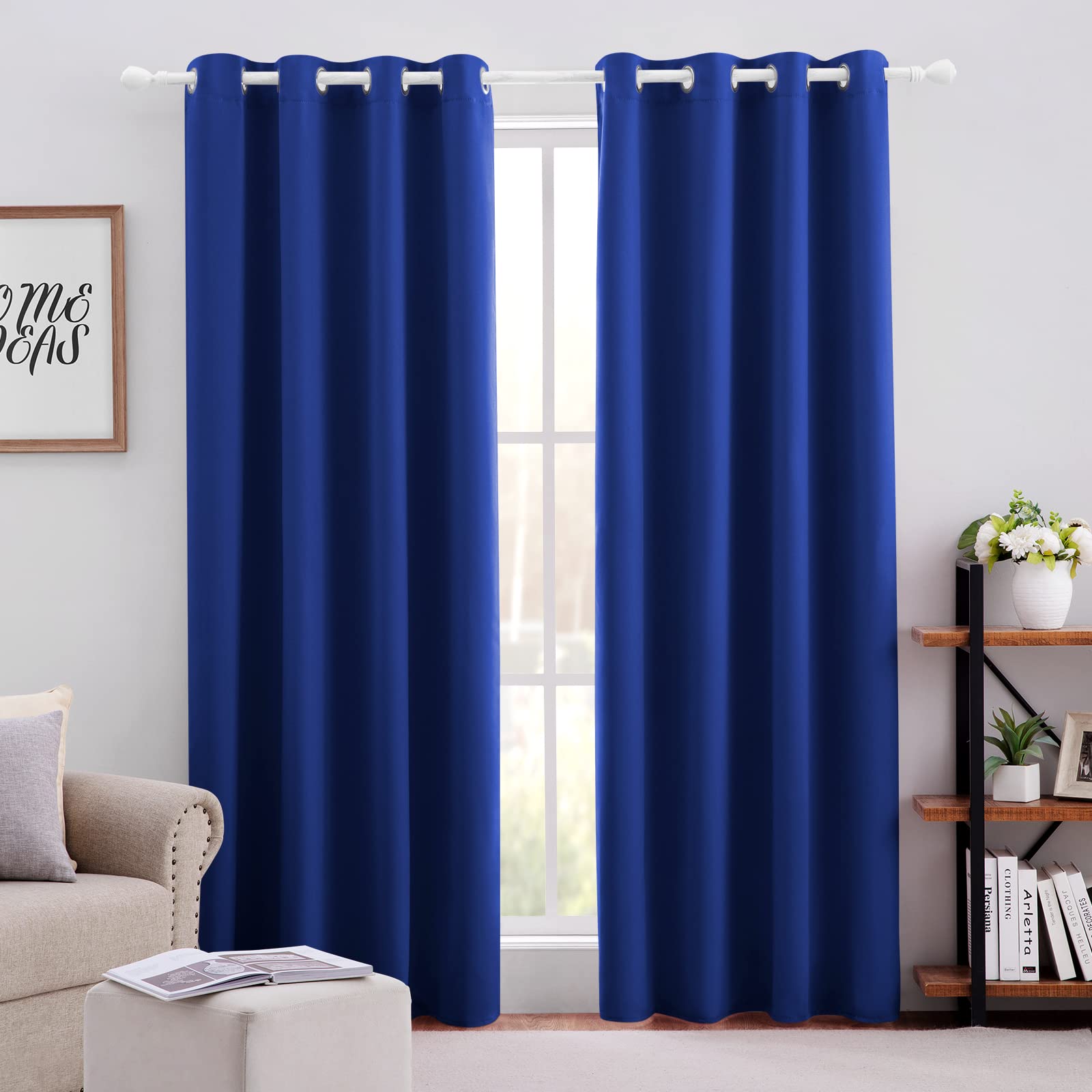 Blackout Curtains for Bedroom - 52x84 Inch Long 2 Panels Set, Royal Blue Room Darkening Thermal Insulated Soundproof Grommet Window Drapes - Perfect for Living Room, Nursery & Home Theater (Home Decor)