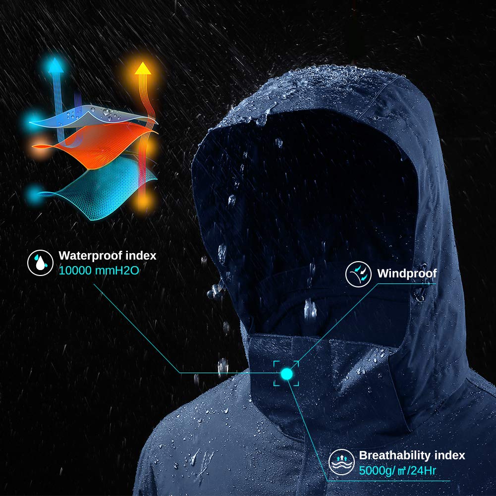 CAMEL CROWN Men's 3-in-1 Waterproof Ski Jacket - Winter Snow Jacket with Windproof Hood & Warm Fleece Lining for Skiing, Snowboarding & Outdoor Activities