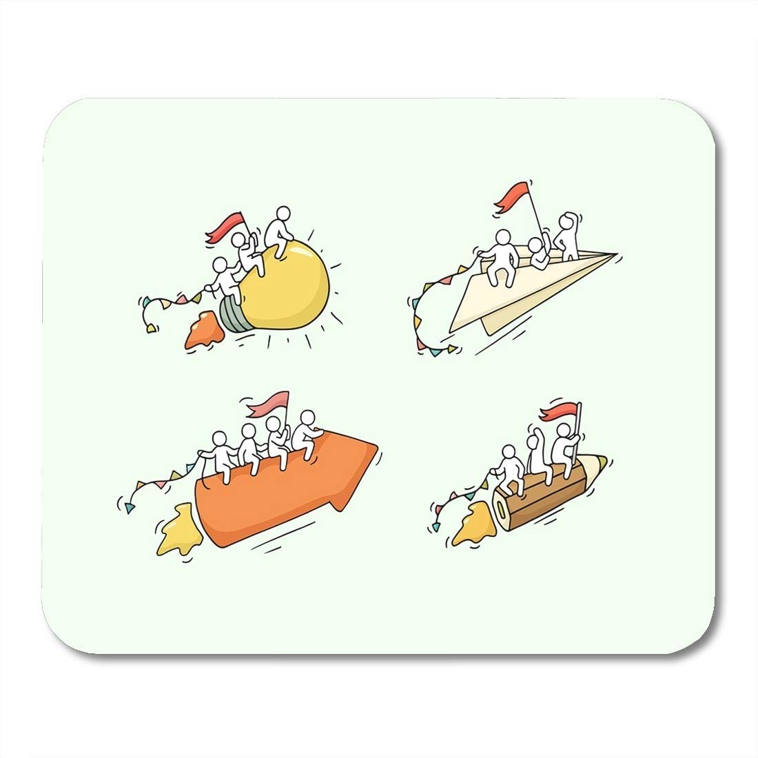 Yanteng Creative Doodle Cartoon Mouse Pad - Cute Miniature Worker Scene with Symbols for Notebook & Desktop Computer | Office & Gaming Accessory