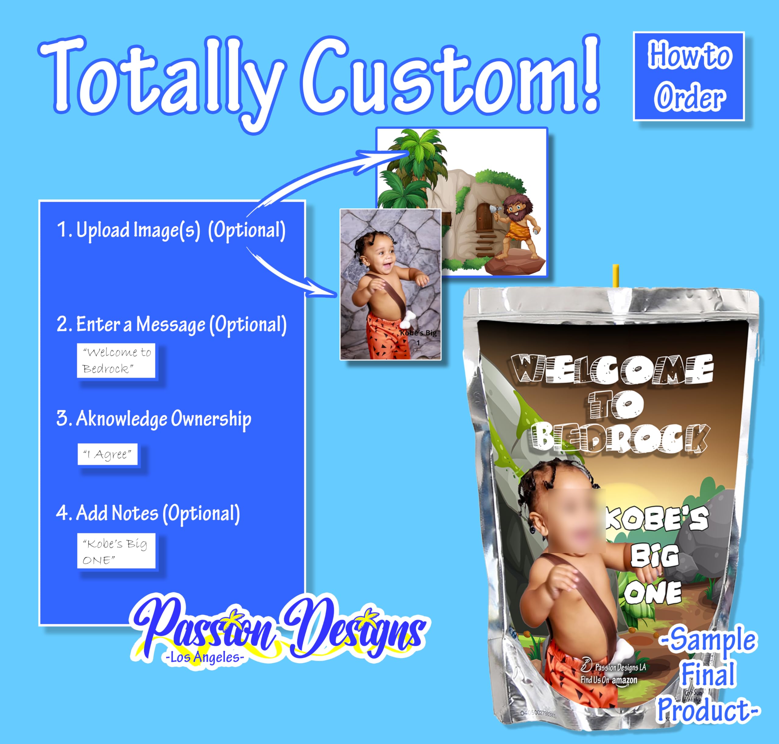 Personalized Juice Pouch Labels - Custom Birthday Party Favors & Celebration Decorations - 32 Pack Waterproof Stickers for Kids Parties, Baby Showers & School Events