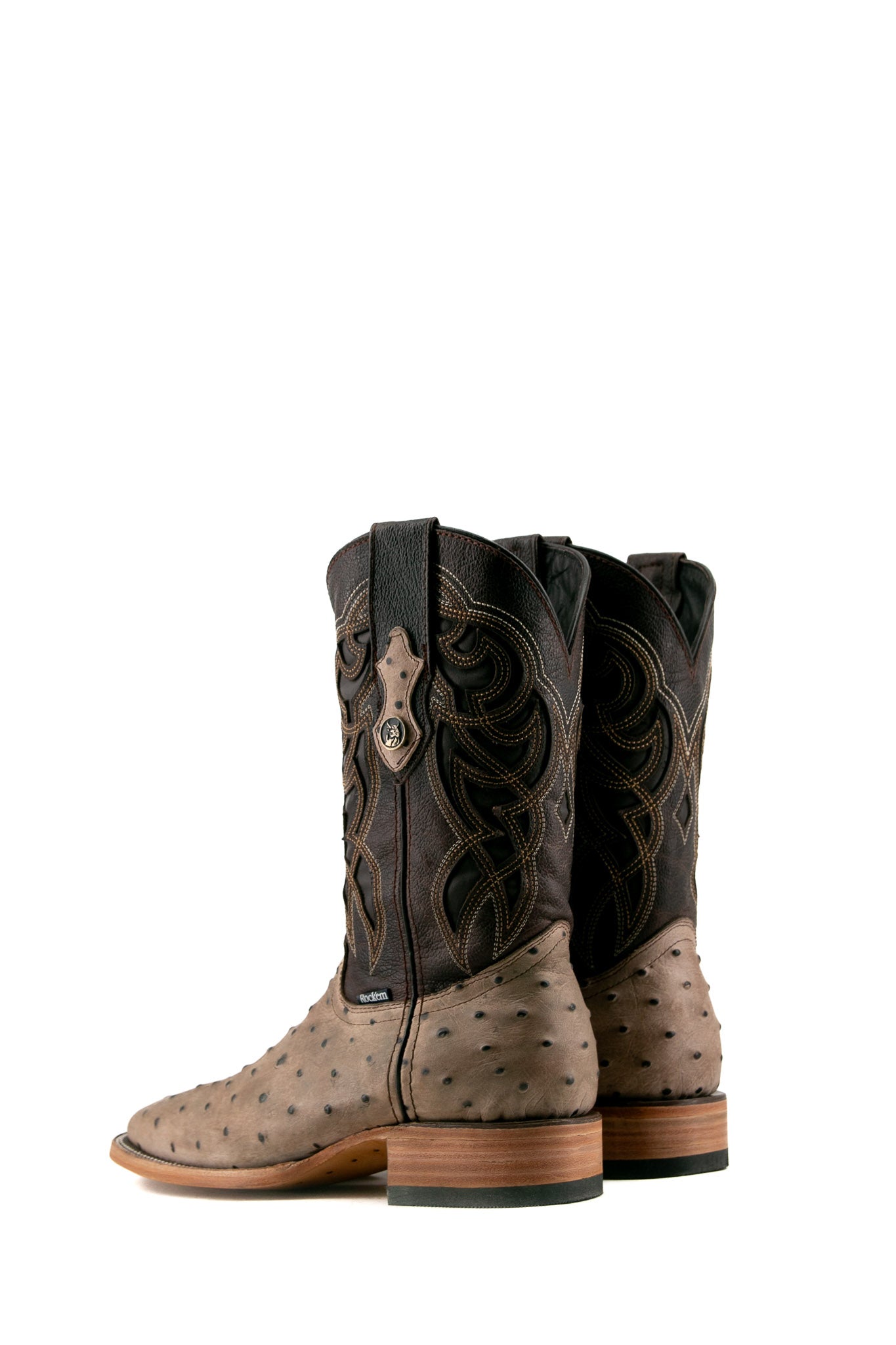 Premium Ostrich Leather Square Toe Cowboy Boots for Men - Western Style Rodeo & Ranch Work Boots - Perfect for Country Dancing, Horseback Riding & Outdoor Adventures
