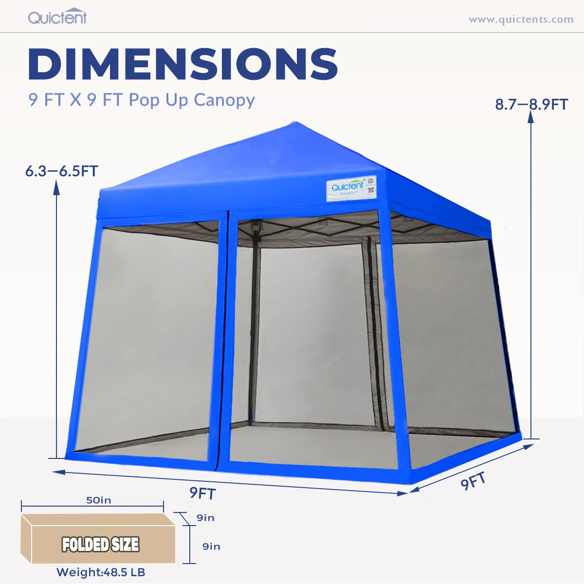 9' x 9' Pop Up Canopy Tent with Netting - Instant Shade Shelter for Outdoor Events, Camping, Beach & Backyard Parties - Waterproof & UV Protection