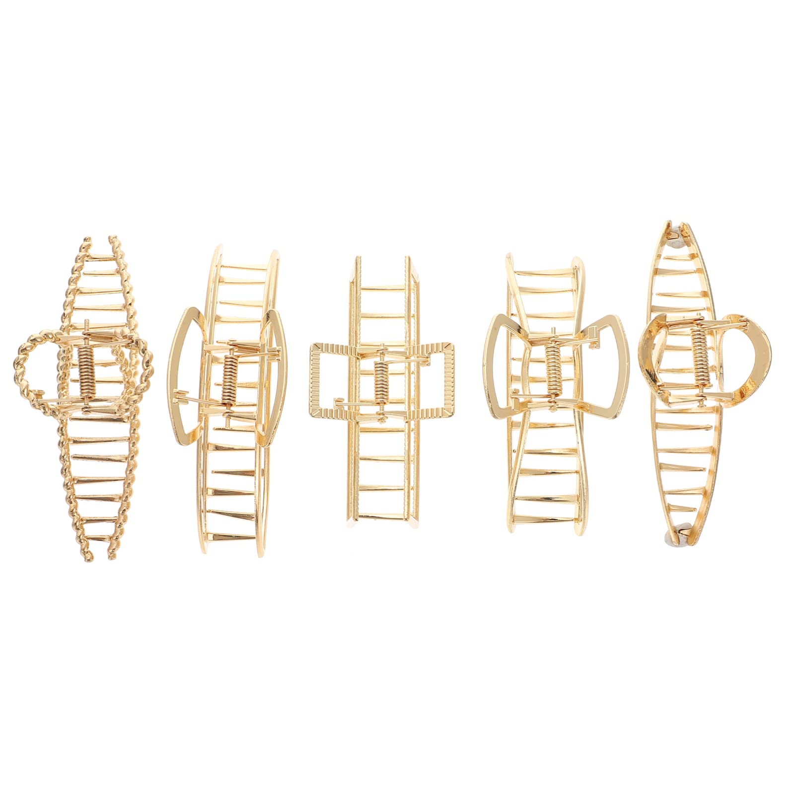 5pcs Large Metal Hair Claw Clips - Alloy Hollow Hair Clasps for Women, Strong Hold Hair Clamps, Barrettes & Jaw Clips for Thick Hair - Perfect for Updos, Ponytails & Everyday Hairstyles