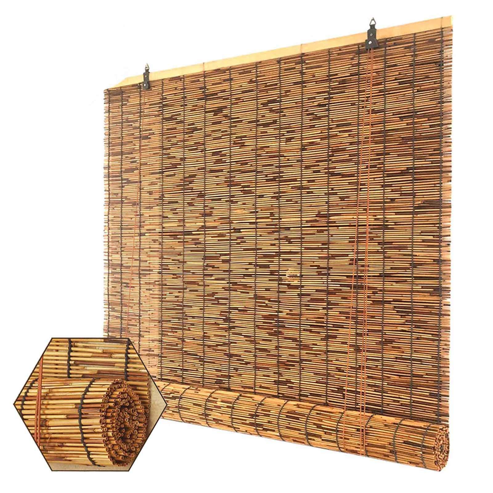 YYDP Bamboo Blinds for Patio & Windows - Reed Curtain Roller Shade, UV Protection & Breathable Roll-Up Blinds for Indoor/Outdoor Use (40x48 inches) - Perfect for Sunroom, Deck, and Porch Privacy