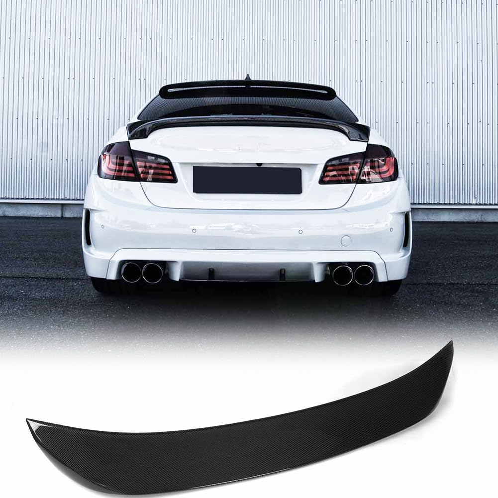 BMW 5 Series F10 Carbon Fiber Rear Trunk Spoiler (2011-2017) - Compatible with 520i 520d 528i 535i 550i M5 - Style 1 Deck Lip Boot Lid - Enhance Aerodynamics & Sporty Look for Sedan & Coupe Models