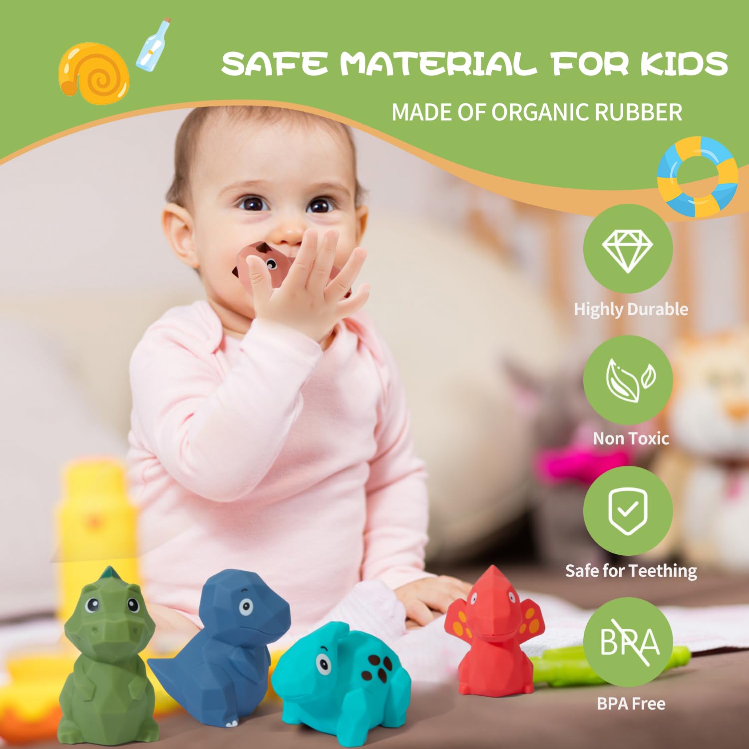 **Non-Toxic Dinosaur Bath Toys for Babies 6-12 Months - 8-Pack Mold-Free Floating Toys for Kids Ages 1-3 | Safe Bathtub & Pool Fun, Perfect Baby Shower & Birthday Gifts**    *(Use for sensory play, bath time fun, pool parties, and early learning development!)*