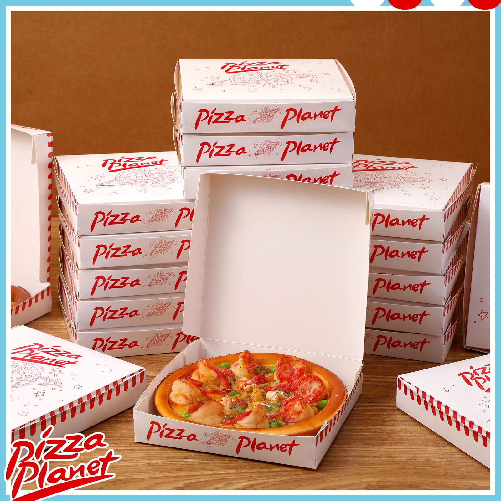 48 Pcs Mini Pizza Planet Pizza Boxes - 6.3 Inch Small Dessert Boxes for Party Favors, Birthday Decorations & Themed Events - Perfect for Kids Parties, Movie Nights & Toy Story Inspired Decor