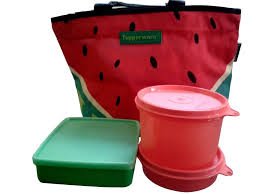 Tupperware Watermelon Lunch Set with Insulated Bag - 3-Piece Bento Box for Kids & Adults - Perfect for School, Office & Picnics