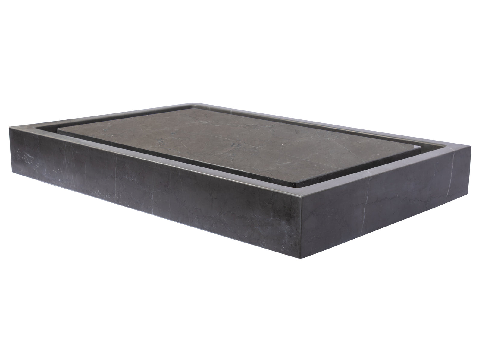 Rectangular Infinity Pool Sink - Honed Pietra Grey Marble Bathroom Vanity Vessel - Modern Luxury Basin for Spa, Hotel & Upscale Home Decor