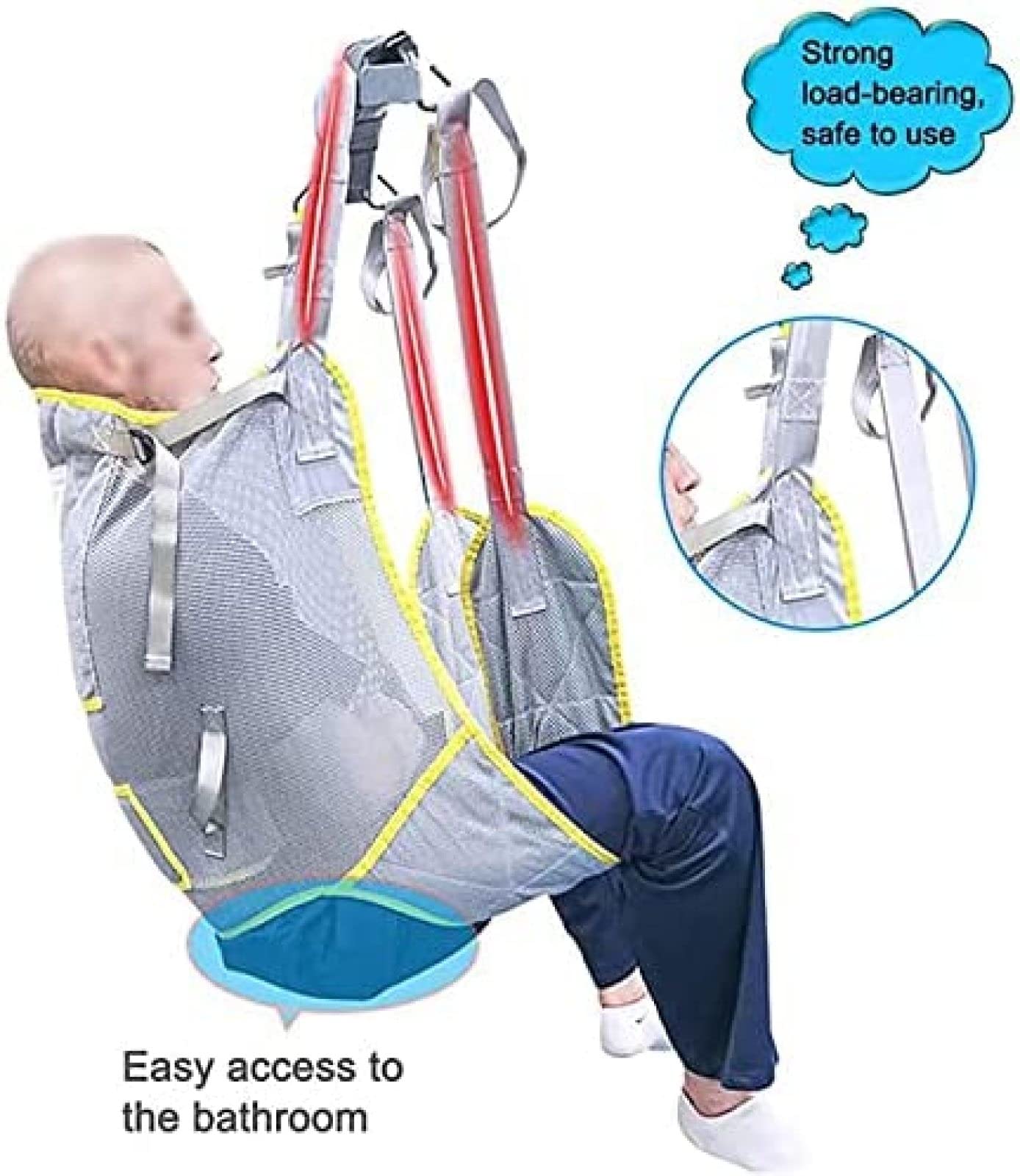 YUYANAIAI Full Body Patient Lift Sling - Heavy Duty Toileting & Bath Commode Sling with Divided Leg Design for Safe Transfers Between Bed, Wheelchair, Recliner, Shower Chair & Toilet - Ideal for Elderly Care & Post-Surgery Recovery