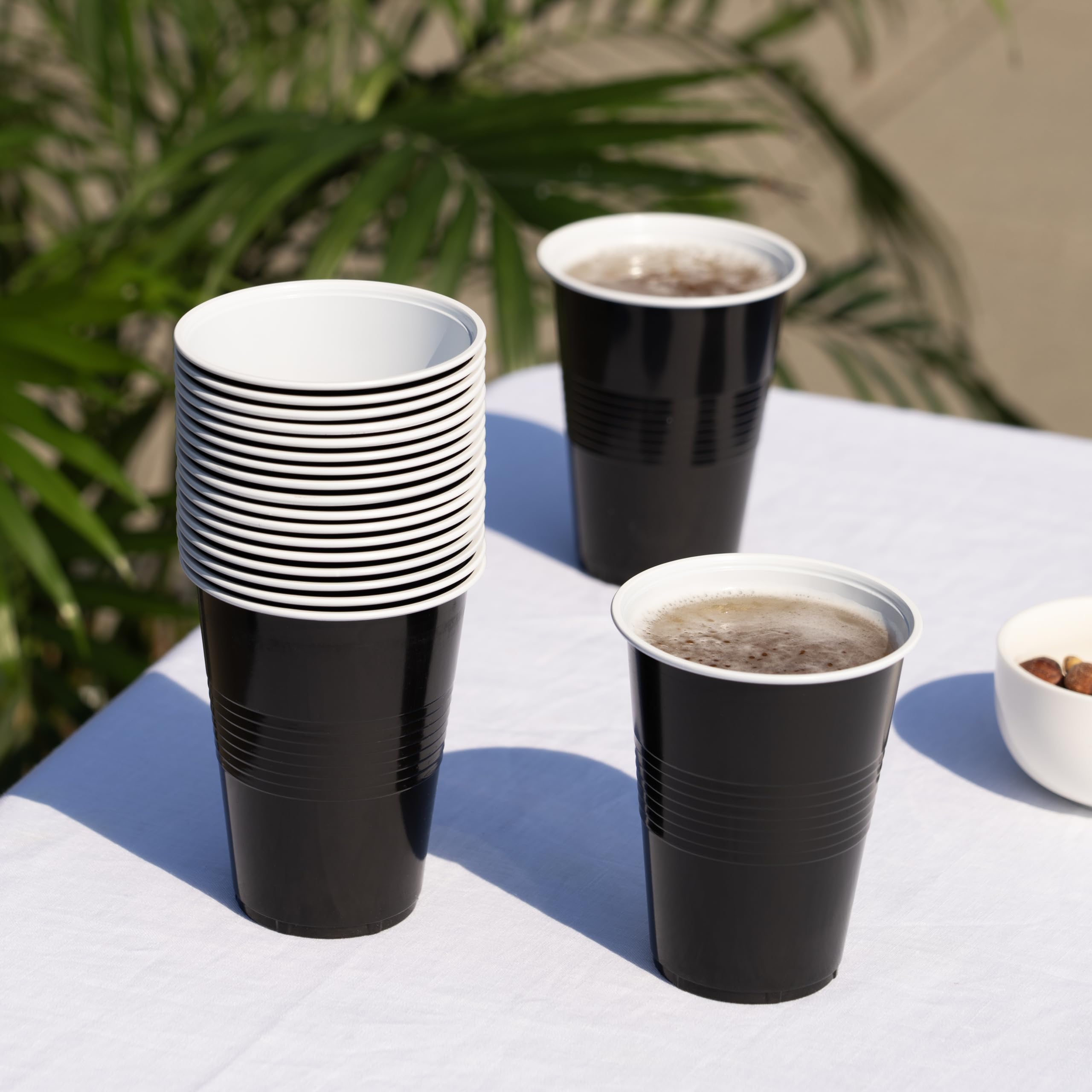 **50-Pack True Black 16oz Disposable Plastic Cups for Parties, Beer Pong, BBQs & Events - Heavy-Duty Drinking Cups for Soda, Cocktails & Beverages**