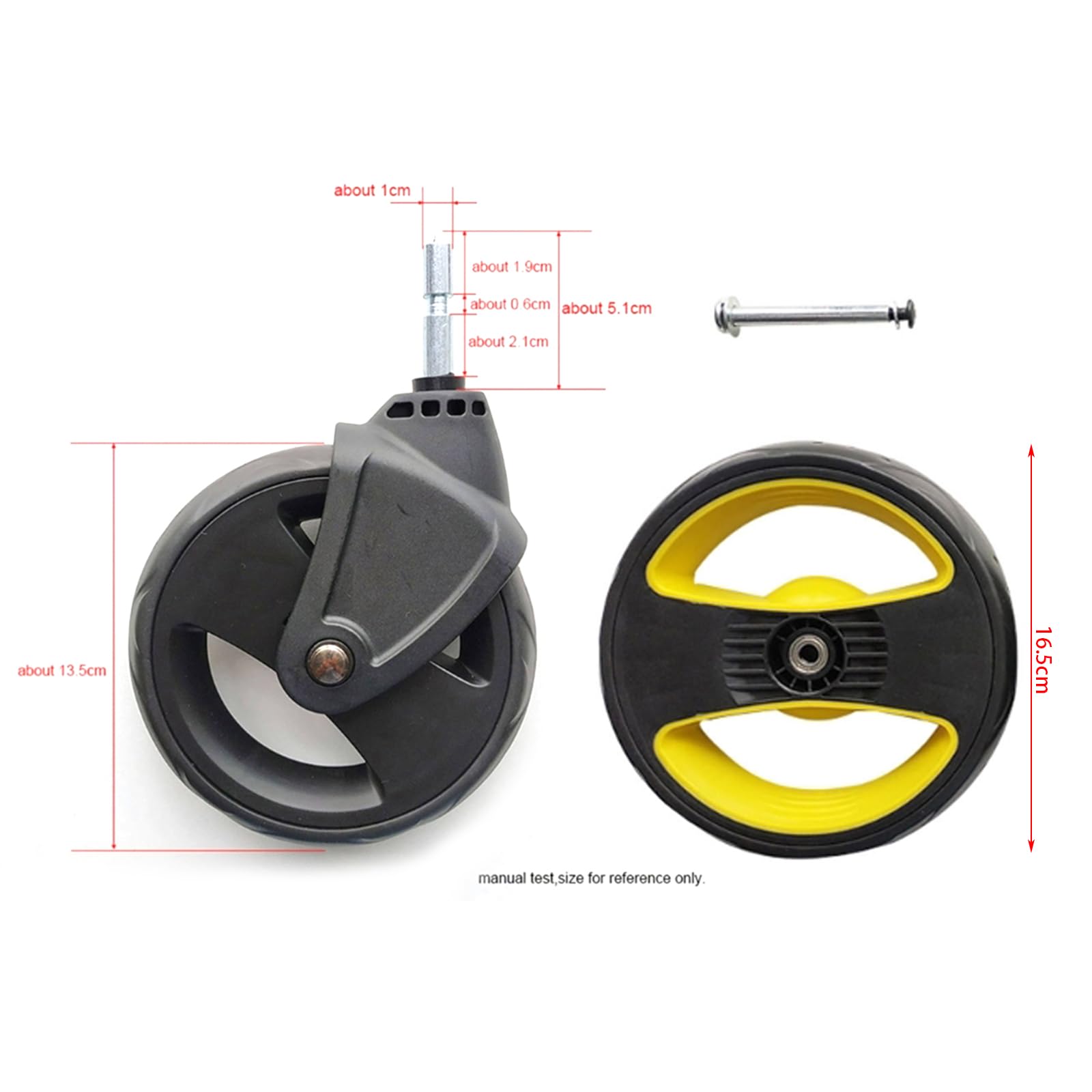QIIIMSLSS Replacement Baby Stroller Wheels - Front & Rear Plastic Wheels Accessories for Smooth Strolling in Parks, Malls & Neighborhood Walks