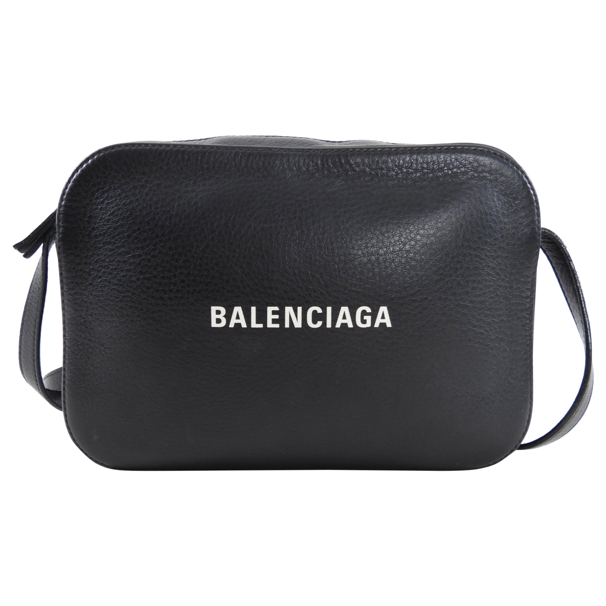 Balenciaga Black Leather Medium Everyday Camera Bag for Women - Stylish Crossbody Bag for Travel, Work & Daily Use