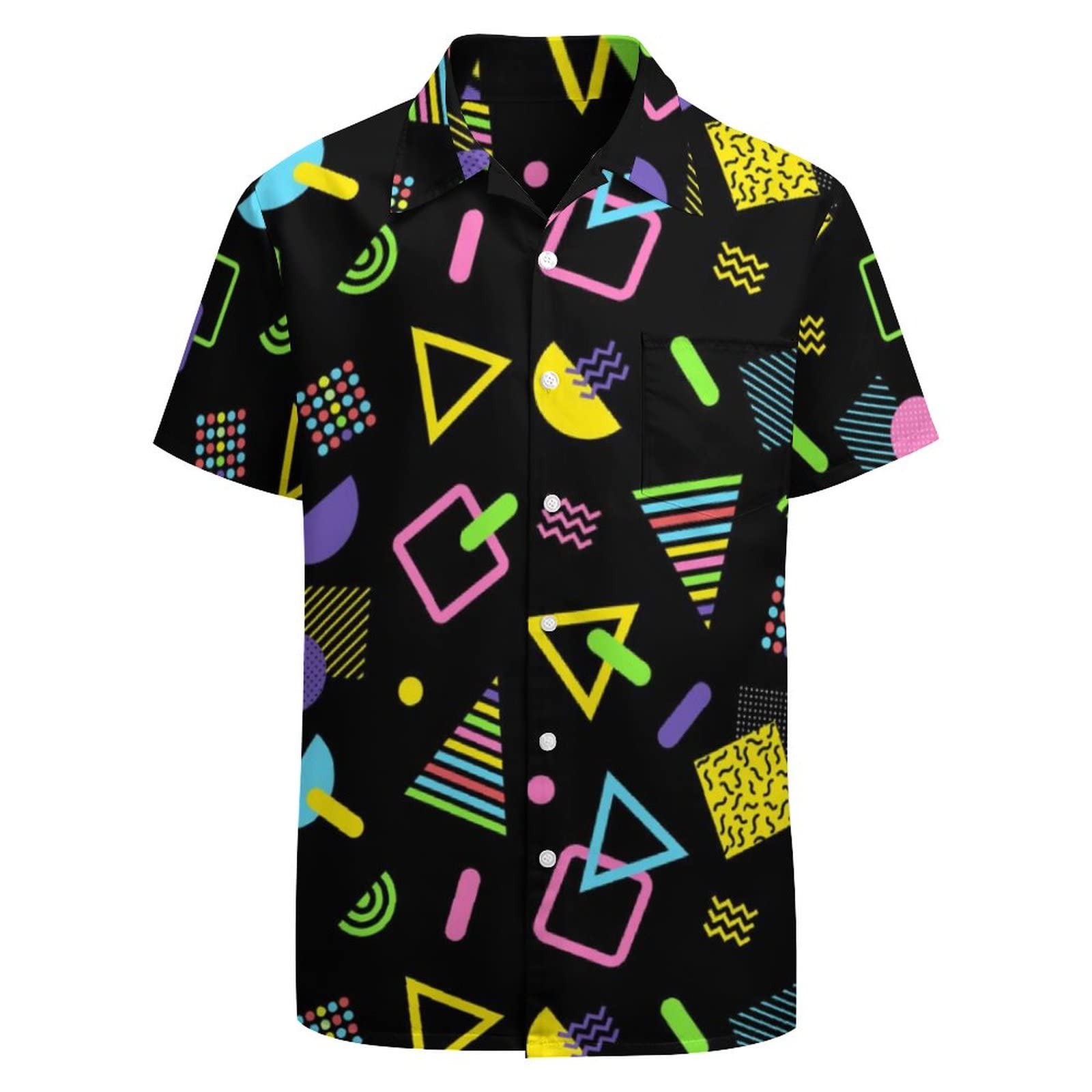 80s 90s Retro Funny Men's Shirts - Quick Dry Casual Button Down Short Sleeve Beach Shirt for Party & Vacation | Vintage Style Summer Clothing for Casual Wear & Outdoor Activities