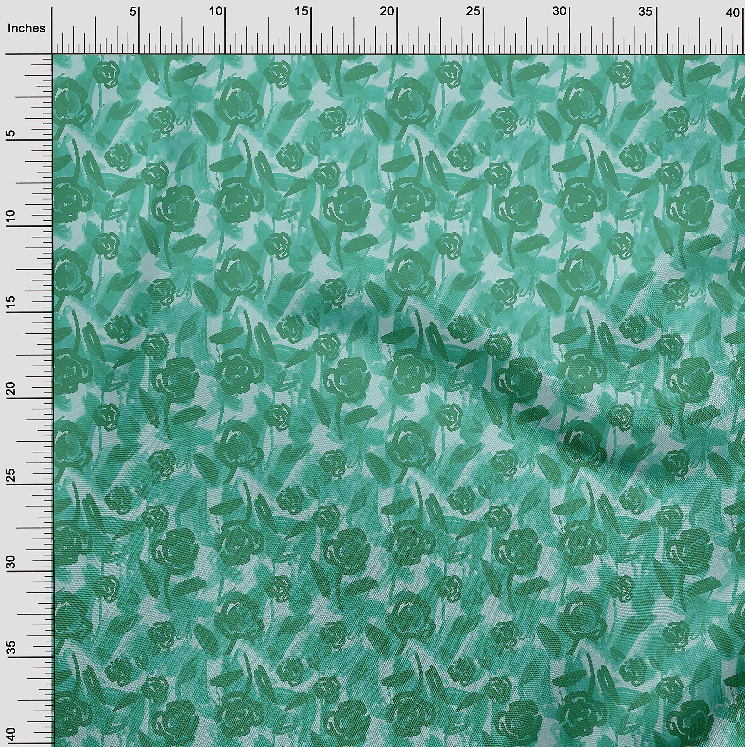 Velvet Aquamarine Floral Printed Fabric for Sewing & Crafts - 58 Inch Wide by The Yard (VR0) - Perfect for DIY Dresses, Curtains, and Home Decor Projects