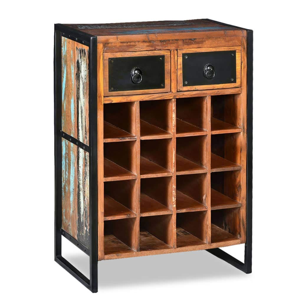 FAMIROSA 16 Bottle Wine Rack - Solid Reclaimed Wood Wall Mounted Wine Storage for Kitchen, Dining Room & Bar - Rustic Home Decor for Wine Collectors