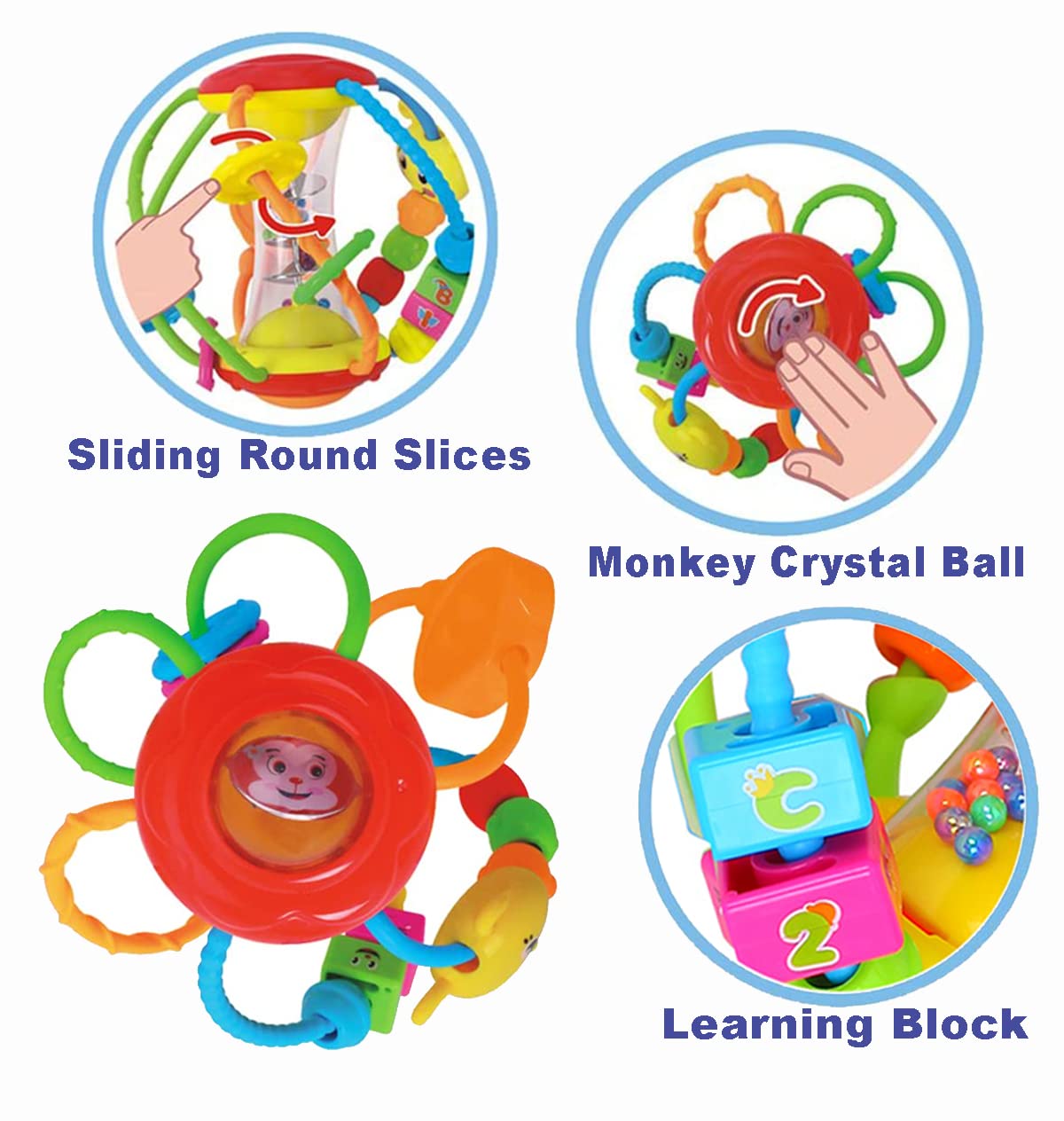 **HOLA Baby Toys for 0-12 Months - Soft Rattle & Activity Ball for Infants, Sensory Shaker Grab & Spin Toy - Perfect for 3-6 Month Olds, Travel & Easter Basket Stuffers - Great for Tummy Time & Early Learning Play**