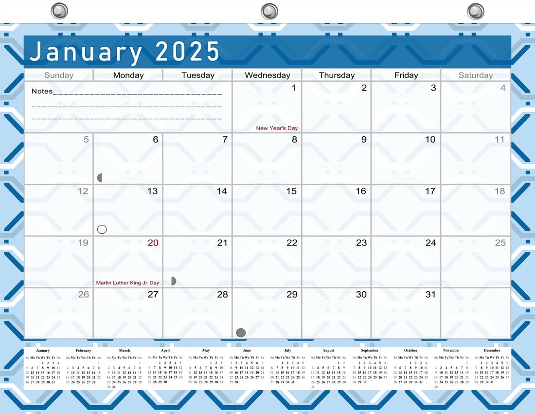 2025 Monthly Calendar Planner - 12-Month Academic Student Organizer for 3-Ring Binder, Desk & Wall | Perfect for School, Office & Home Use