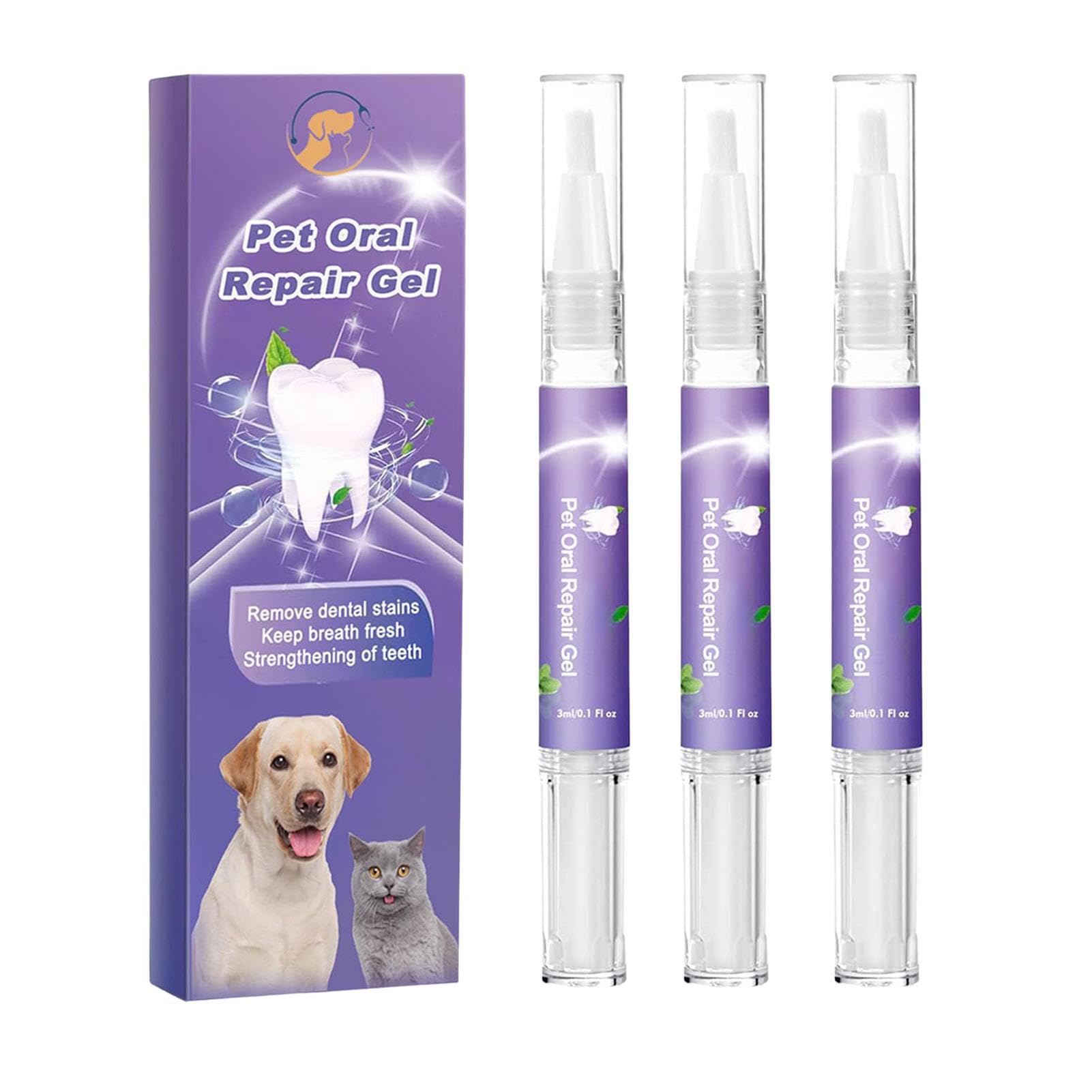 Pet Oral Repair Gel - Tartar & Breath Freshener for Dogs & Cats - No Brushing Needed for Home Dental Care