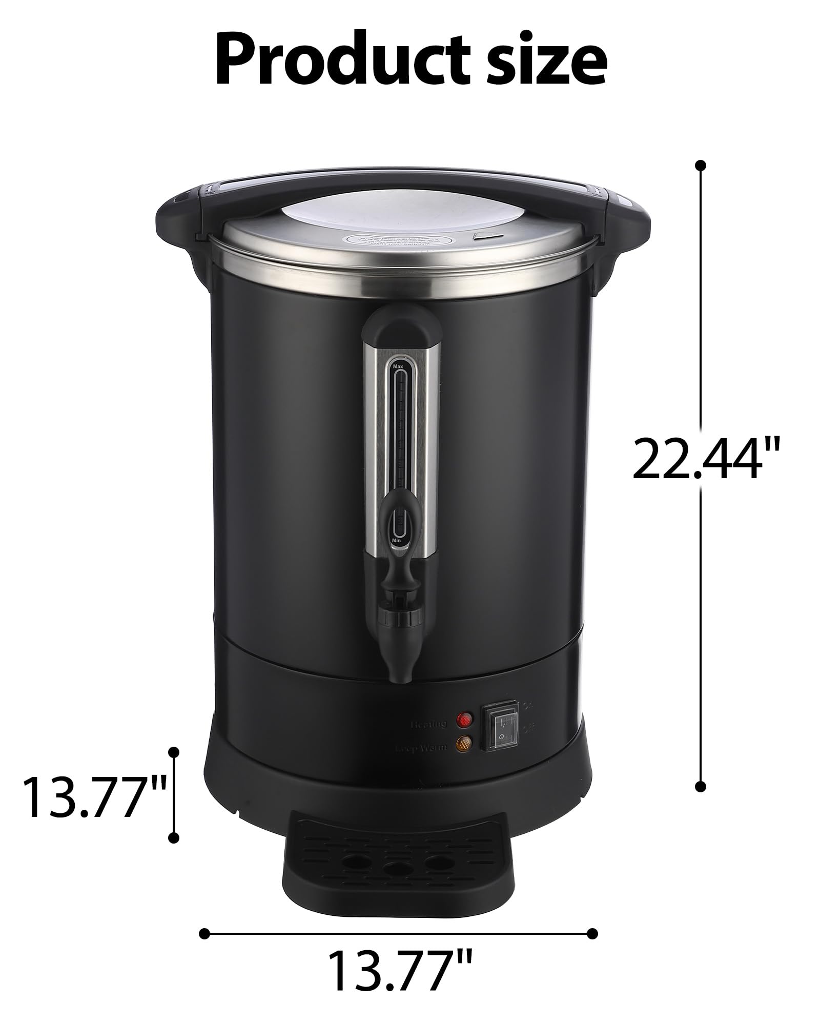 100Cups-14L Commercial Coffee Urn - Electric Coffee Dispenser & Fast Brew Stainless Steel Hot Water Urn for Catering, Meetings, Parties - Perfect for Large Events, Restaurants, and Office Break Rooms (Black)