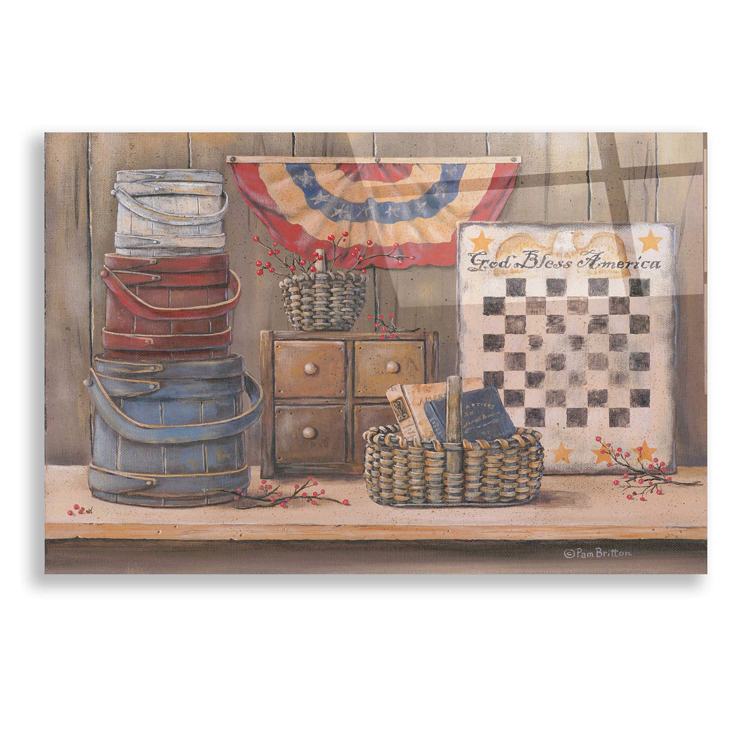 Epic 'God Bless America' Acrylic Glass Wall Art by Pam Britton - 24x16 Inches Patriotic Home Decor for Living Room, Office & Gifts