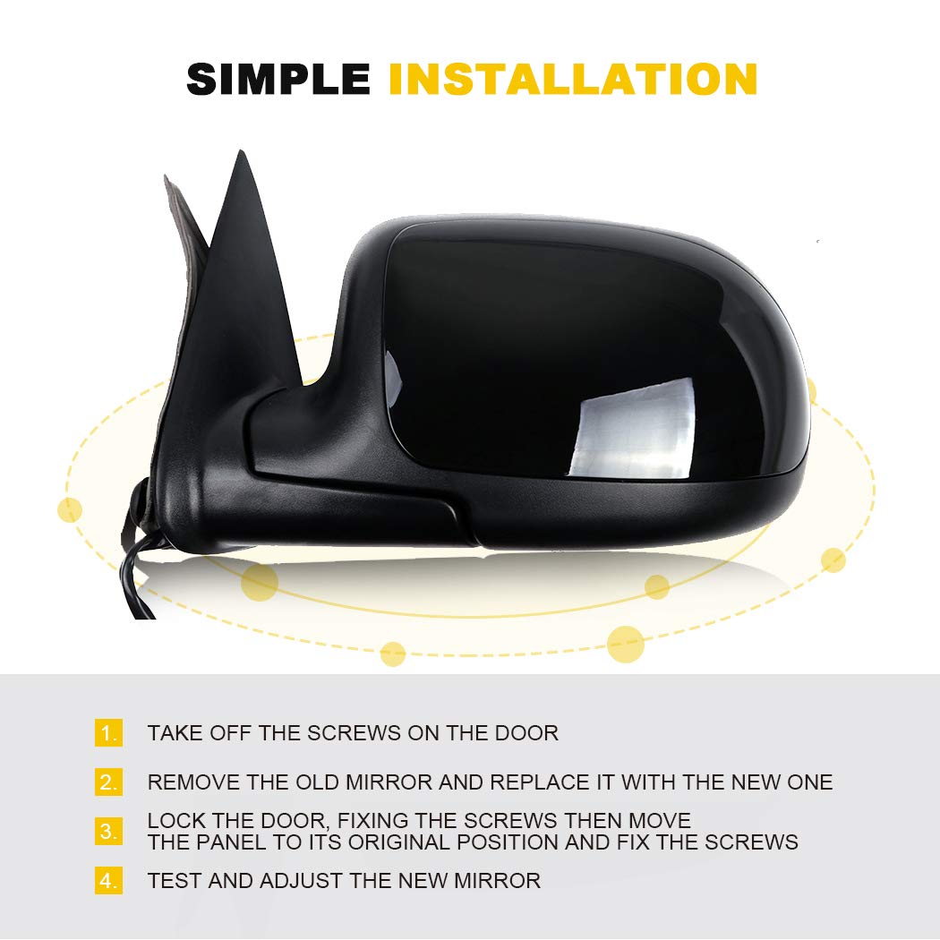 Ineedup Replacement Side View Mirrors for 2003-2007 GMC & Chevy Trucks - Left & Right Manual Folding Power Control Heated Turn Signal Mirrors (Part# 62134G-D67) - Perfect for Winter Driving & Enhanced Safety