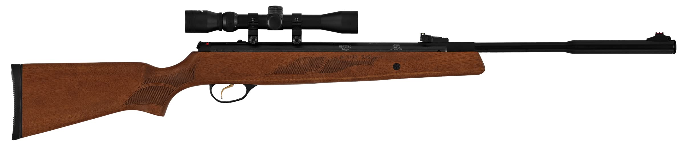 Hatsan 95 Air Rifle Combo with Walnut Stock - Break Barrel .177/.22 Caliber Pellet Gun - Scope & Accessories Included for Hunting, Target Shooting & Outdoor Sports
