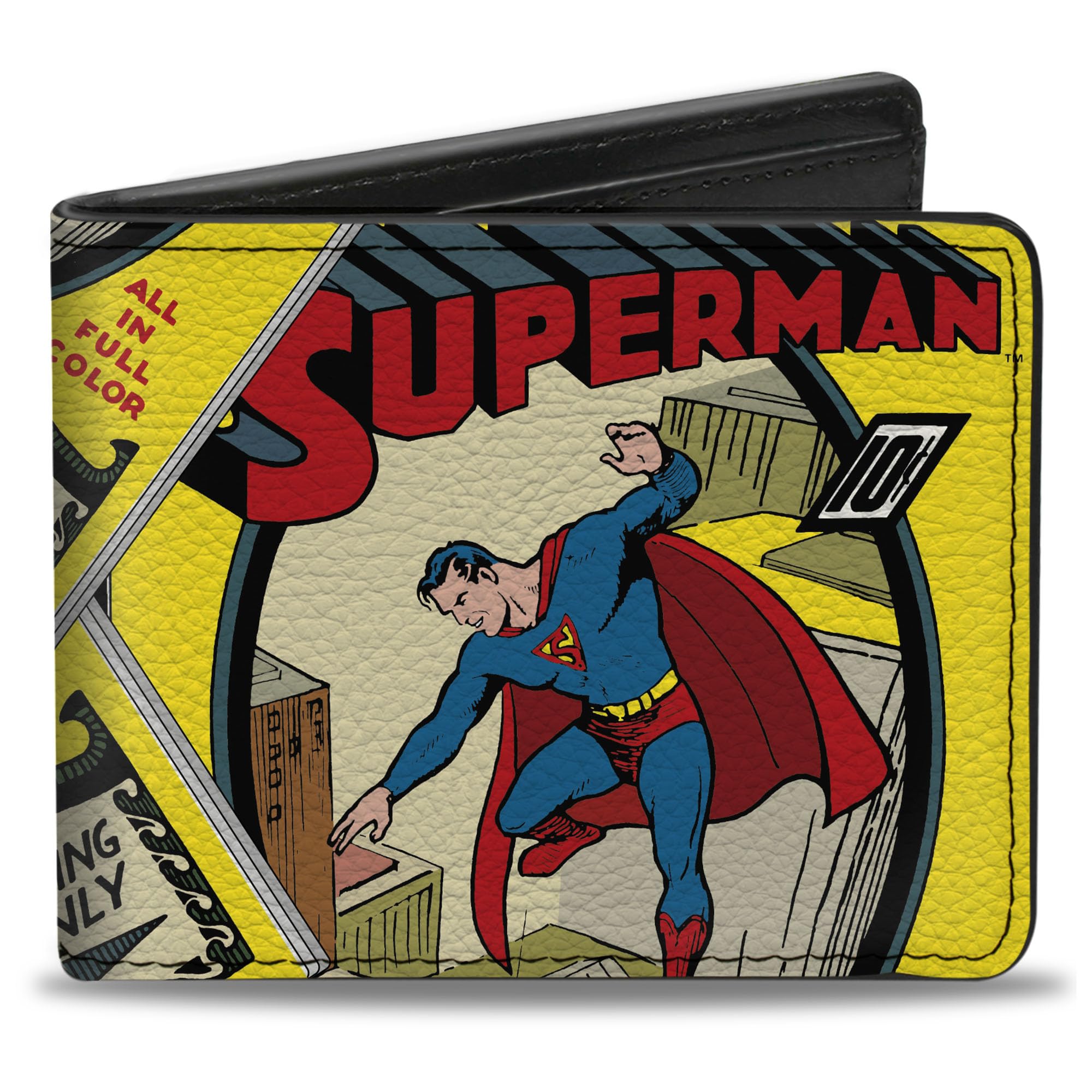 DC Comics Superman Wallet - Bifold Vegan Leather Wallet with Classic Superman Issue 1 Flying Cover Design - Perfect for Comic Fans & Collectors (Gift Idea for Superhero Lovers)