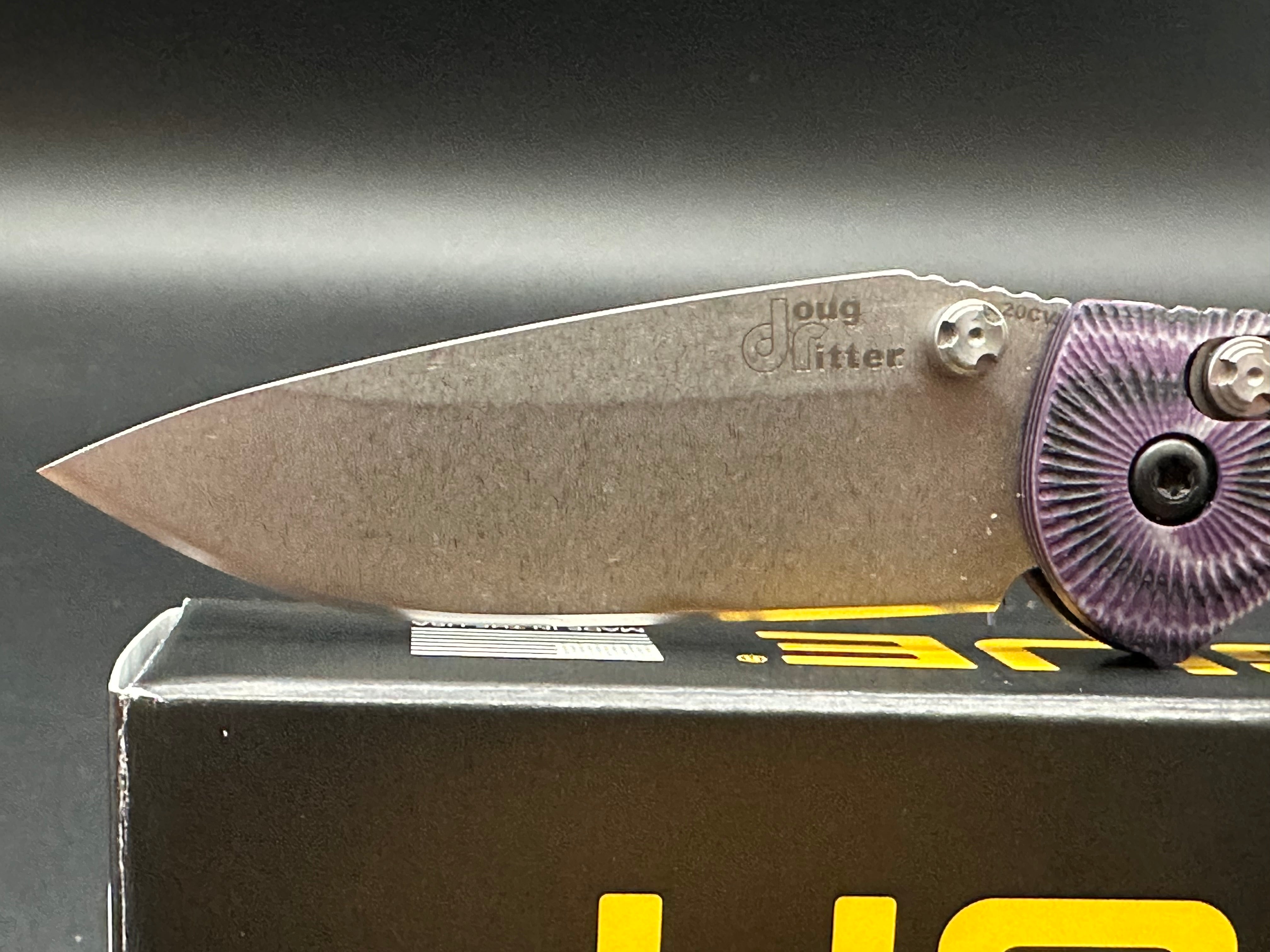 Hogue Doug Ritter Mini RSK MK1 G2 Knife - Exclusive Mascus Purple G10 Handle & Stonewashed Blade - Perfect for EDC, Outdoor Adventures, and Tactical Use